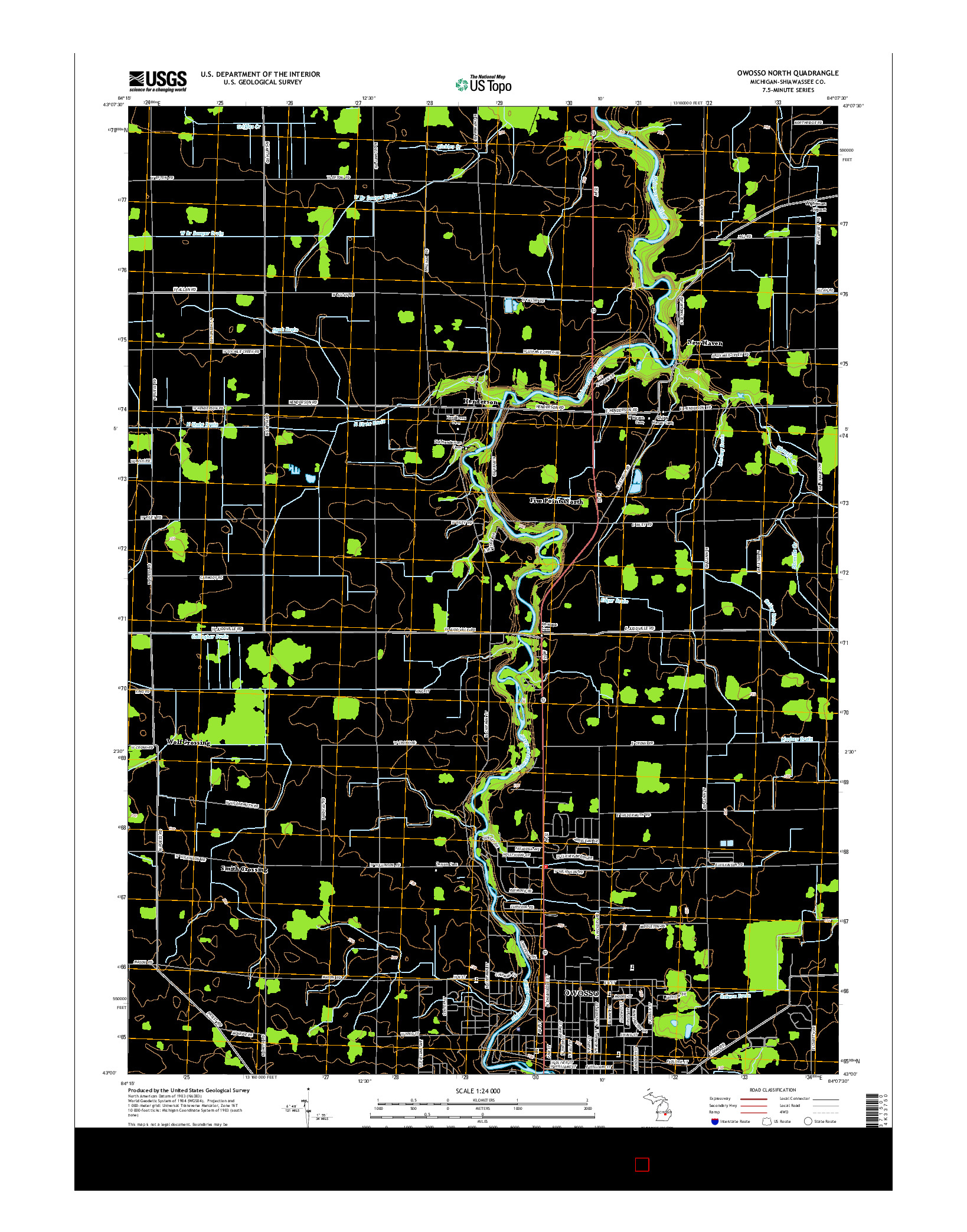 USGS US TOPO 7.5-MINUTE MAP FOR OWOSSO NORTH, MI 2014