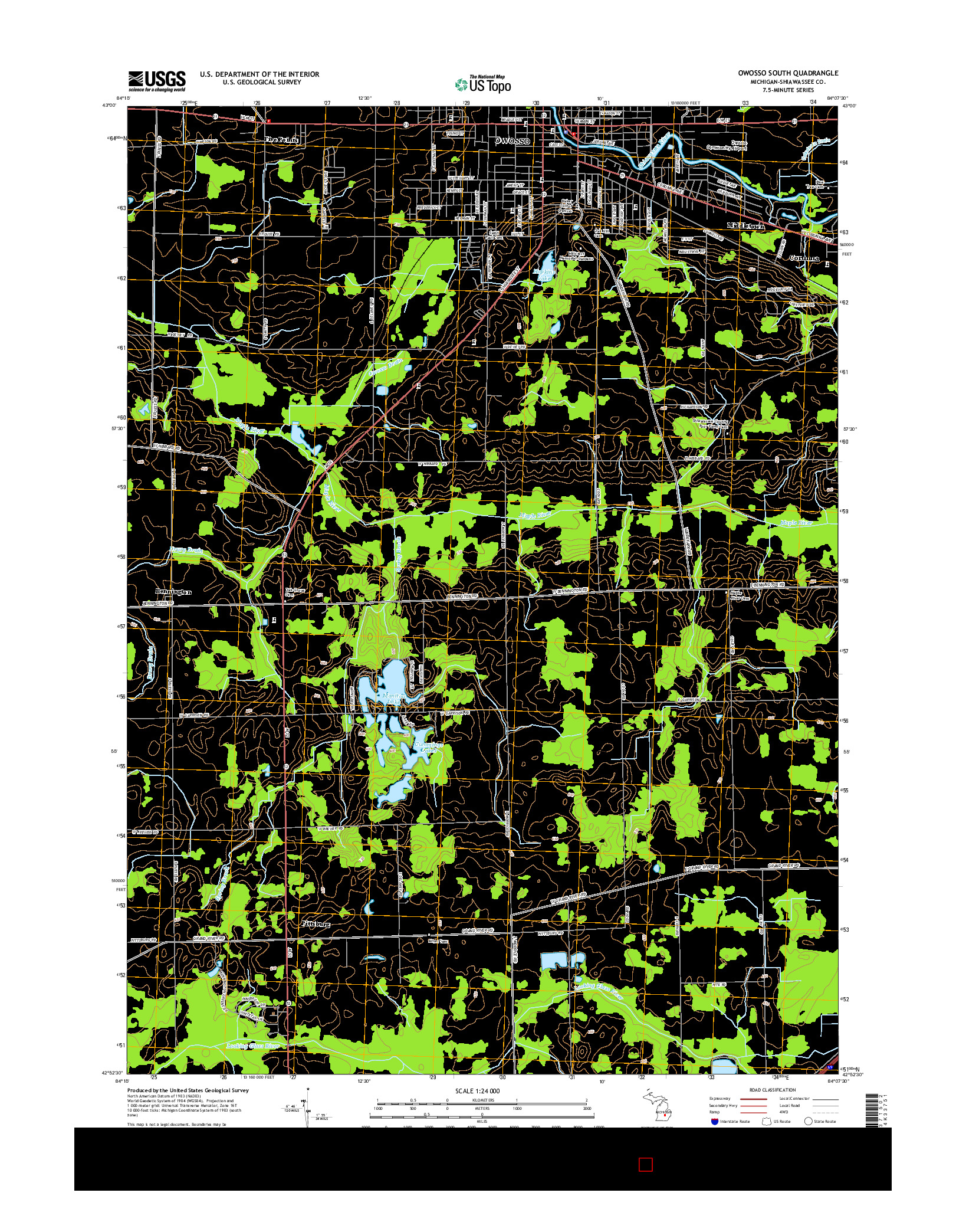 USGS US TOPO 7.5-MINUTE MAP FOR OWOSSO SOUTH, MI 2014