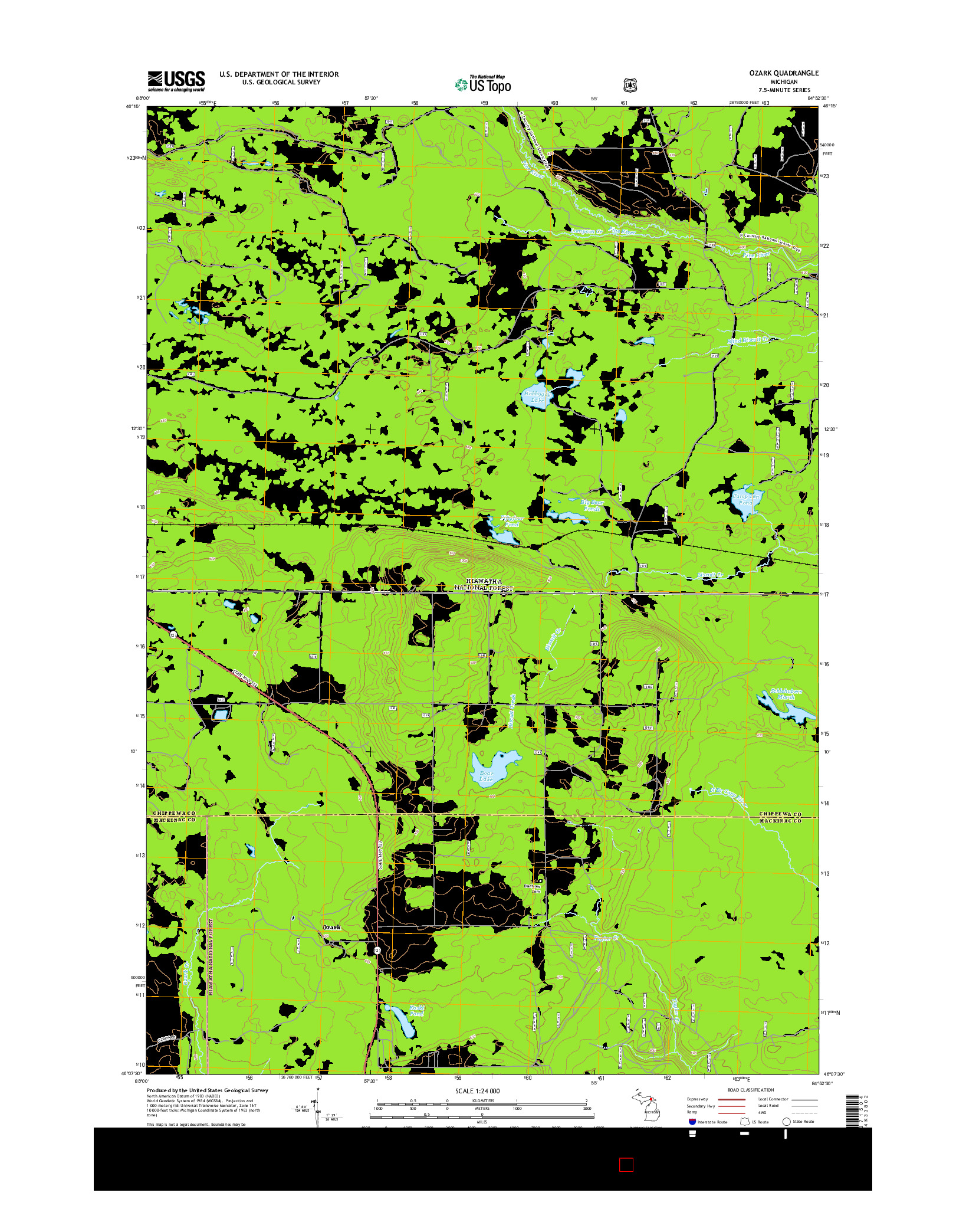 USGS US TOPO 7.5-MINUTE MAP FOR OZARK, MI 2014