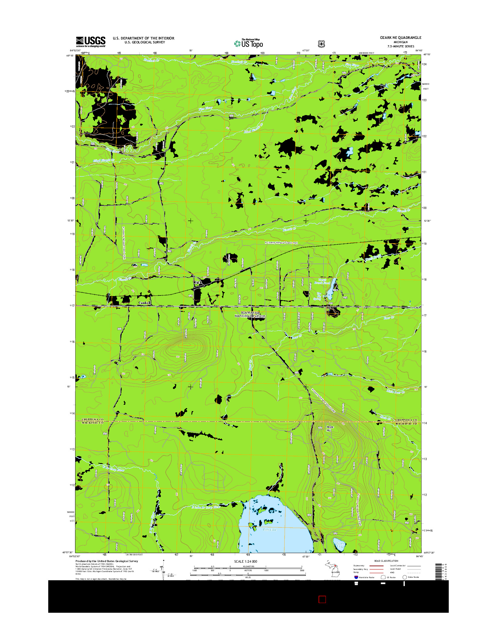 USGS US TOPO 7.5-MINUTE MAP FOR OZARK NE, MI 2014