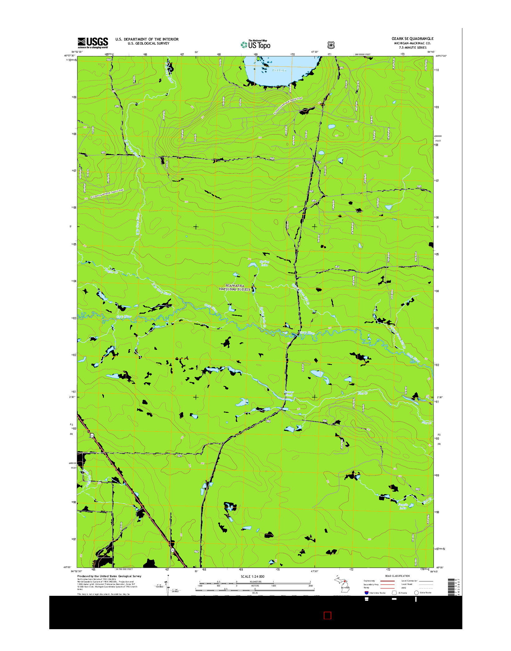 USGS US TOPO 7.5-MINUTE MAP FOR OZARK SE, MI 2014