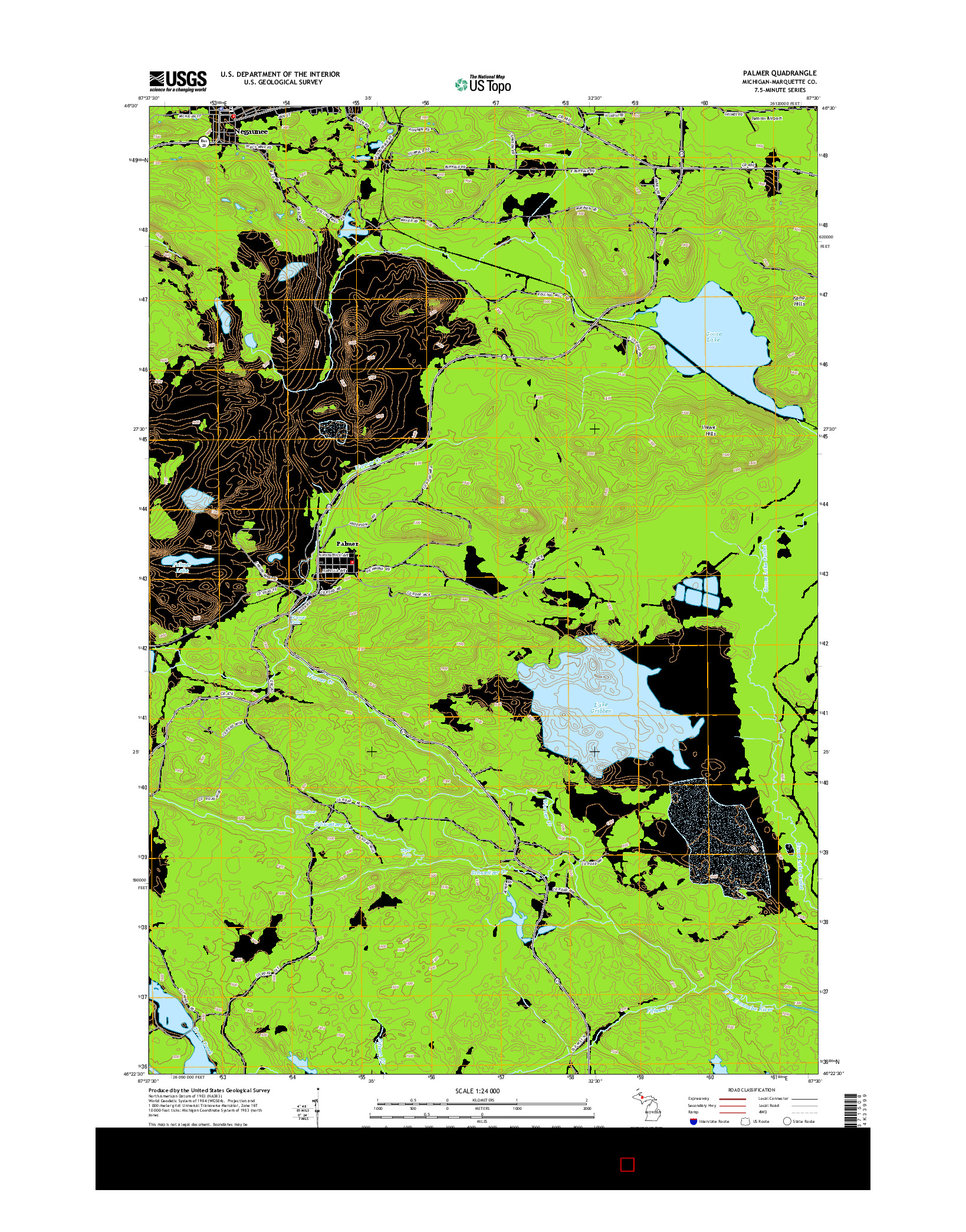 USGS US TOPO 7.5-MINUTE MAP FOR PALMER, MI 2014