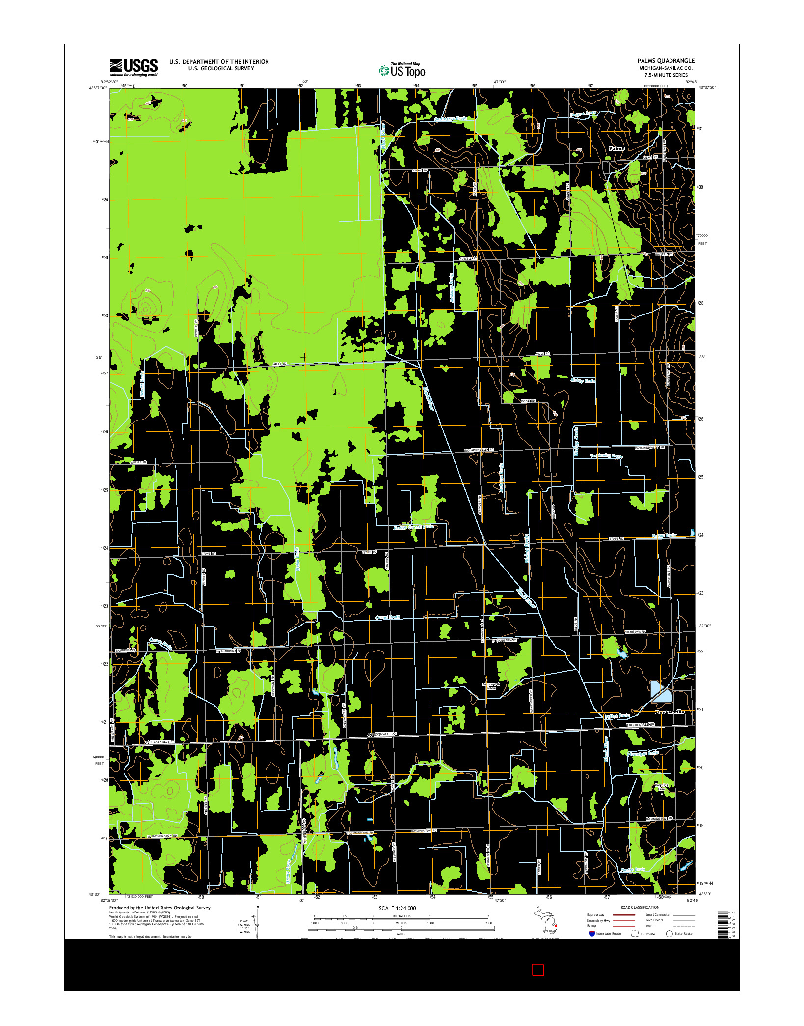 USGS US TOPO 7.5-MINUTE MAP FOR PALMS, MI 2014