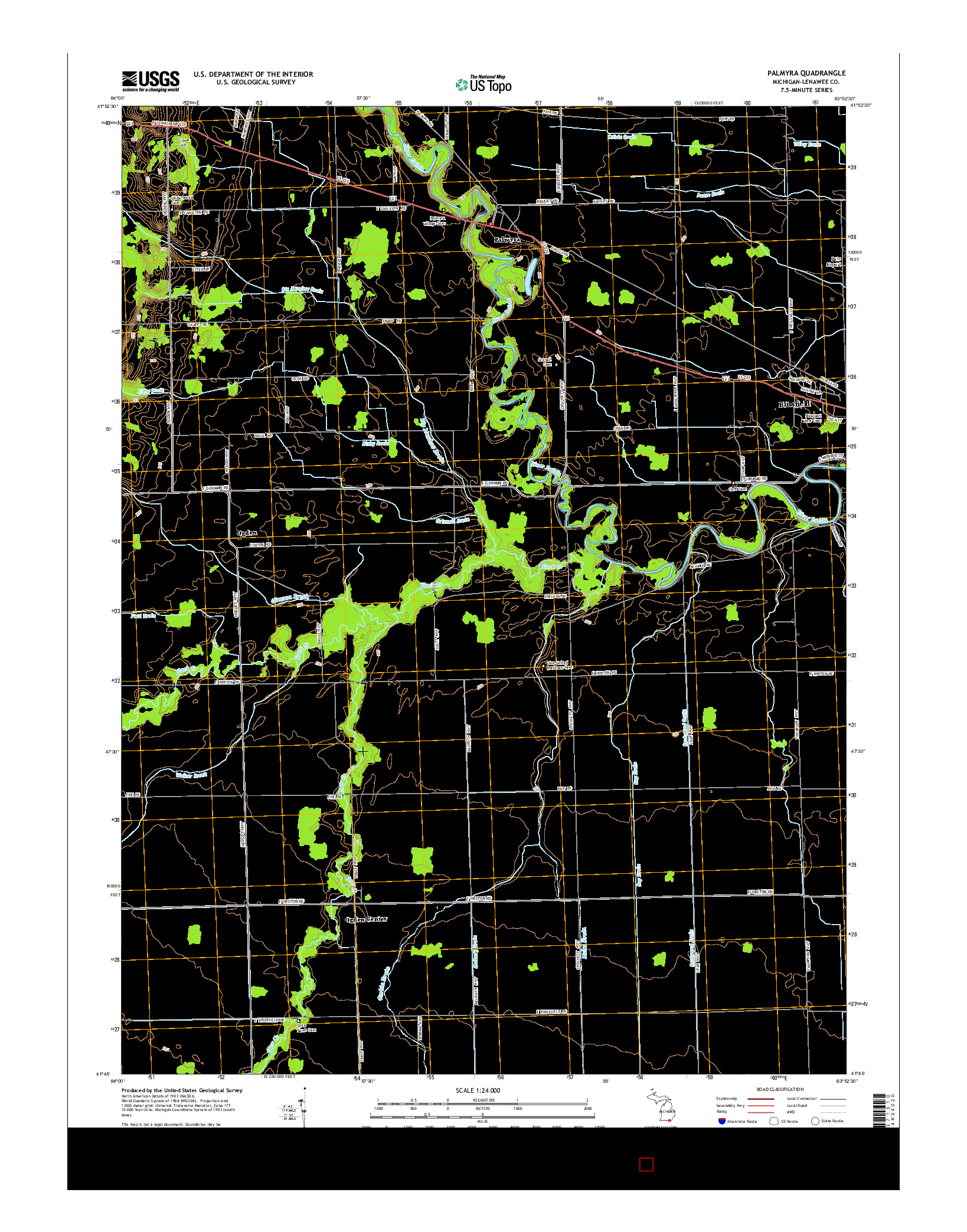 USGS US TOPO 7.5-MINUTE MAP FOR PALMYRA, MI 2014