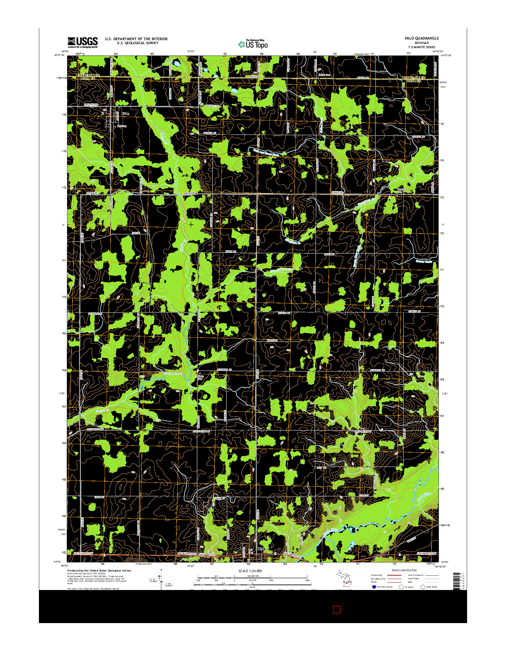 USGS US TOPO 7.5-MINUTE MAP FOR PALO, MI 2014