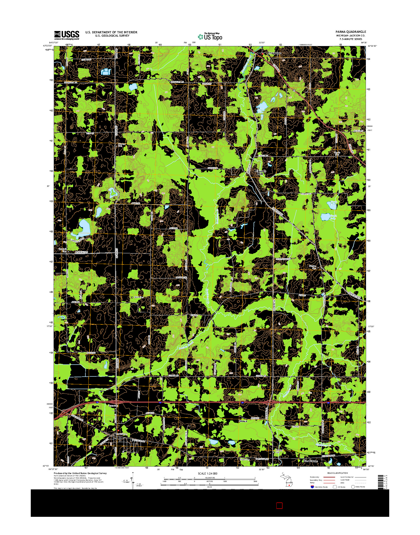 USGS US TOPO 7.5-MINUTE MAP FOR PARMA, MI 2014