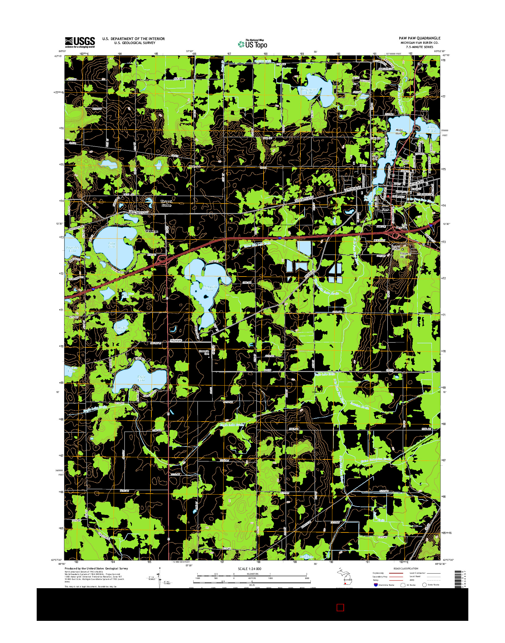 USGS US TOPO 7.5-MINUTE MAP FOR PAW PAW, MI 2014