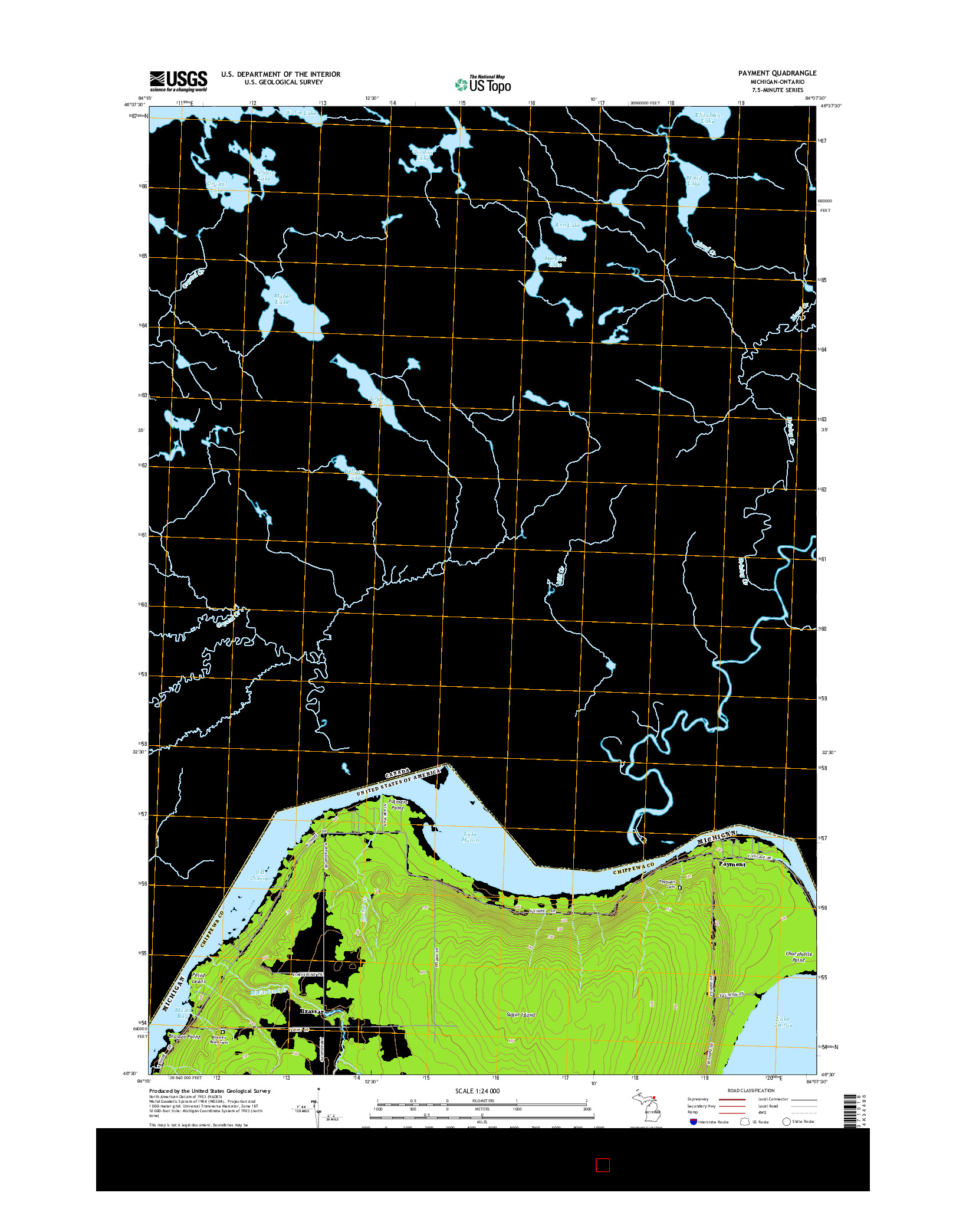 USGS US TOPO 7.5-MINUTE MAP FOR PAYMENT, MI-ON 2014