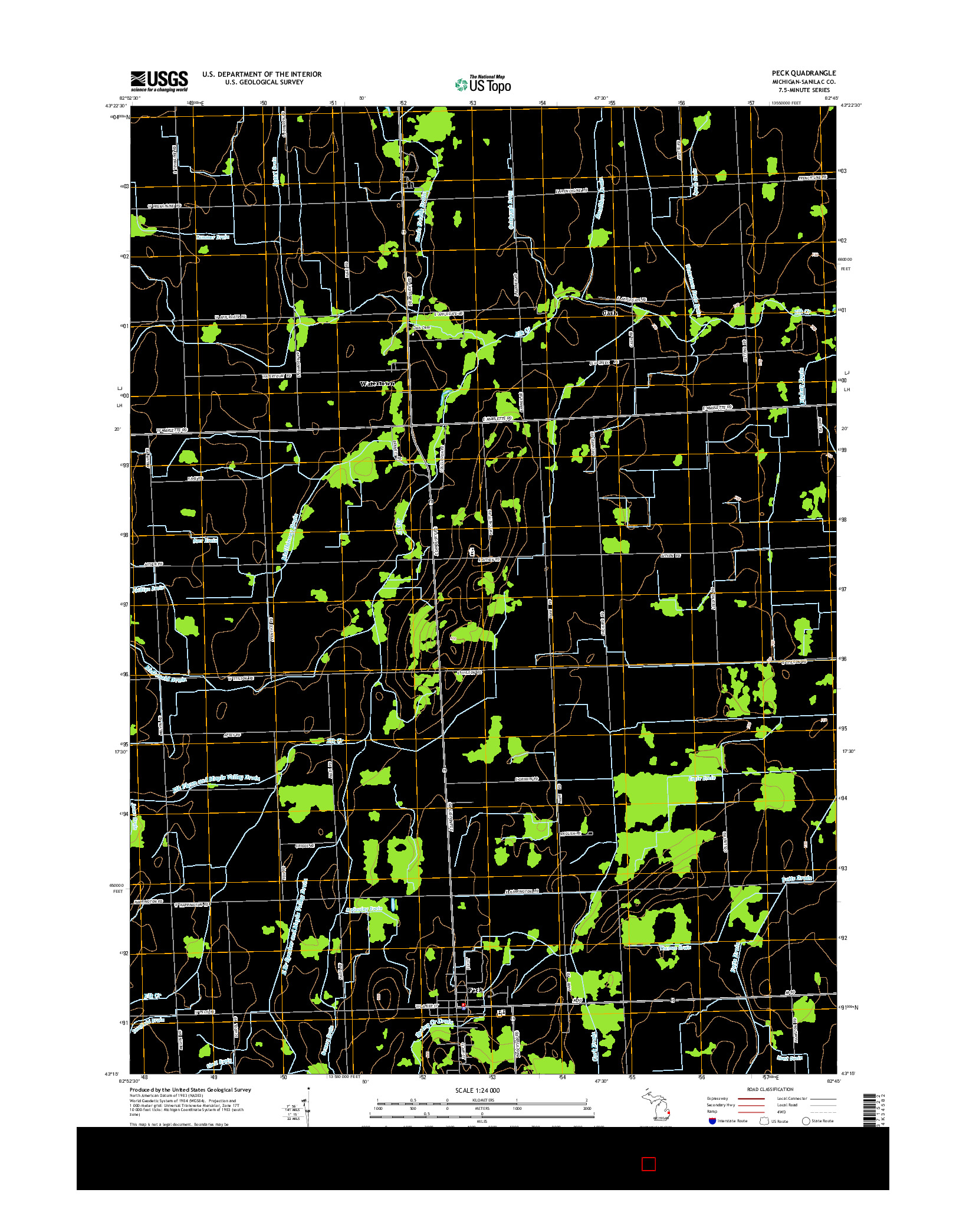 USGS US TOPO 7.5-MINUTE MAP FOR PECK, MI 2014