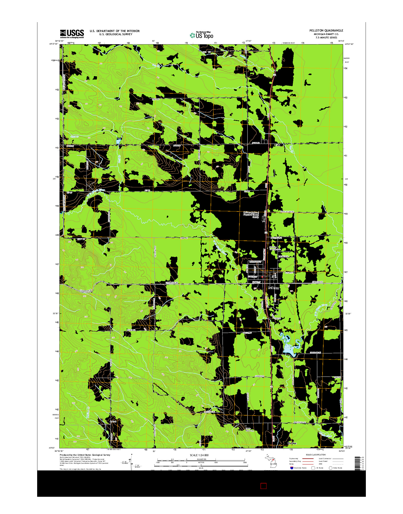 USGS US TOPO 7.5-MINUTE MAP FOR PELLSTON, MI 2014