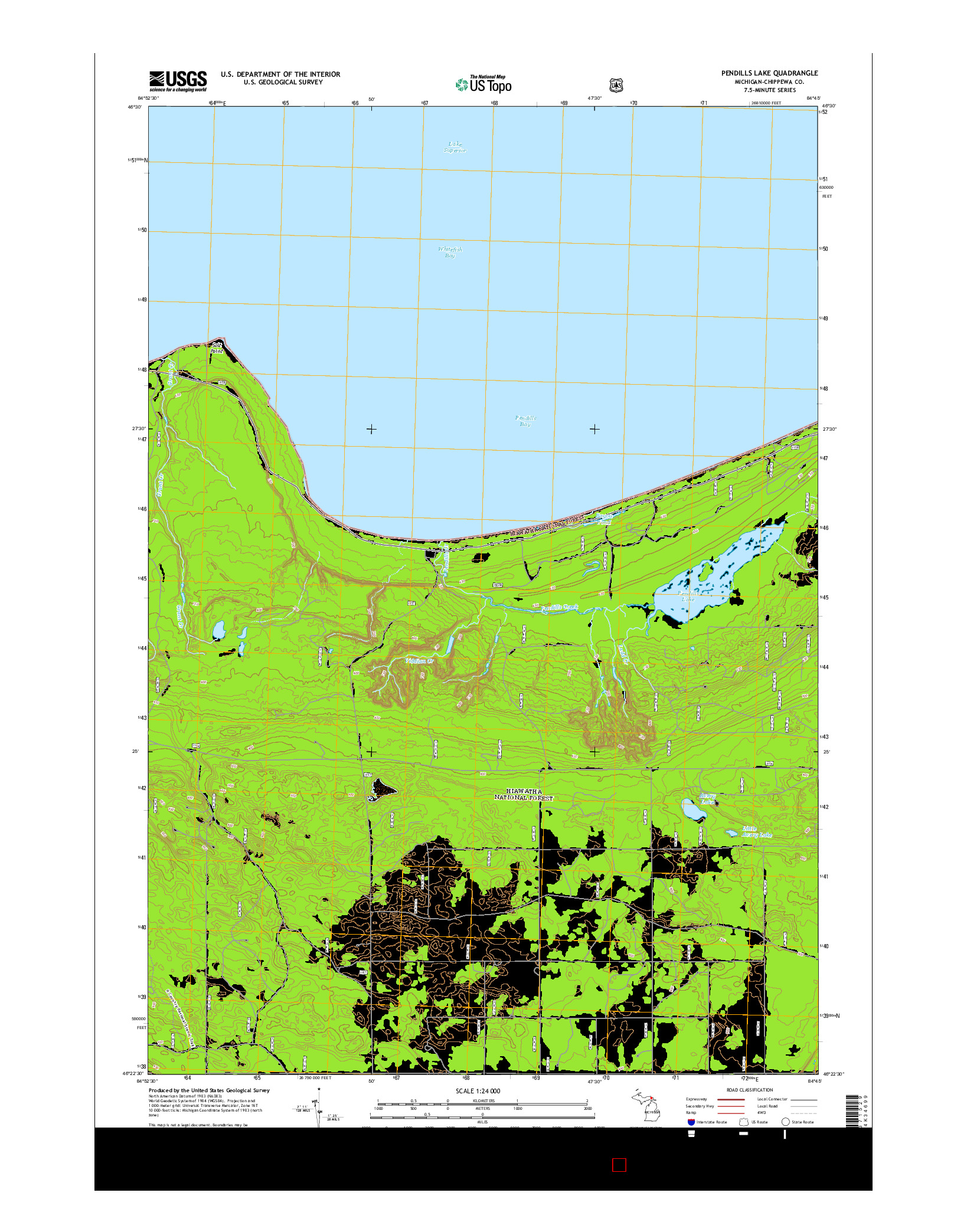USGS US TOPO 7.5-MINUTE MAP FOR PENDILLS LAKE, MI 2014