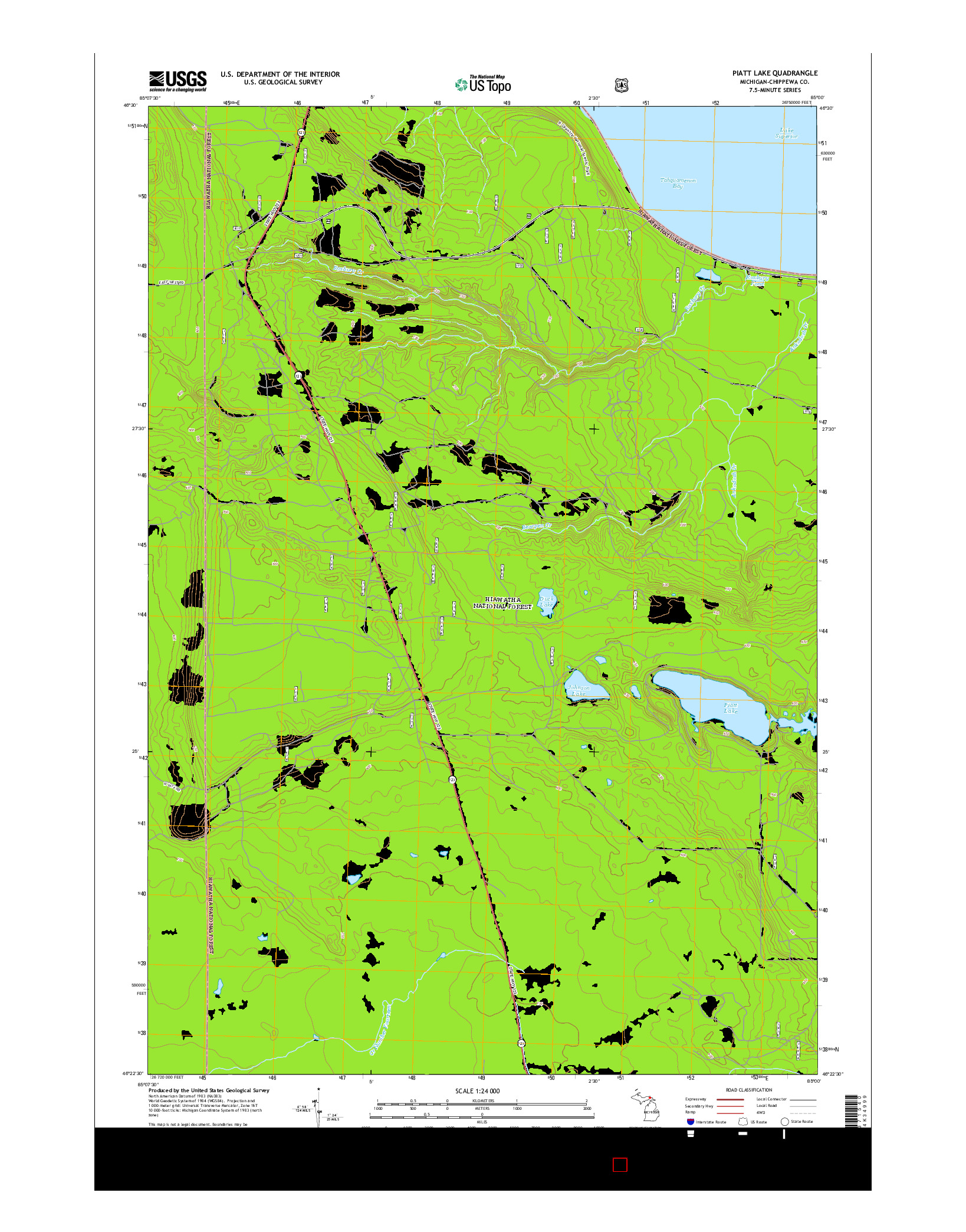 USGS US TOPO 7.5-MINUTE MAP FOR PIATT LAKE, MI 2014