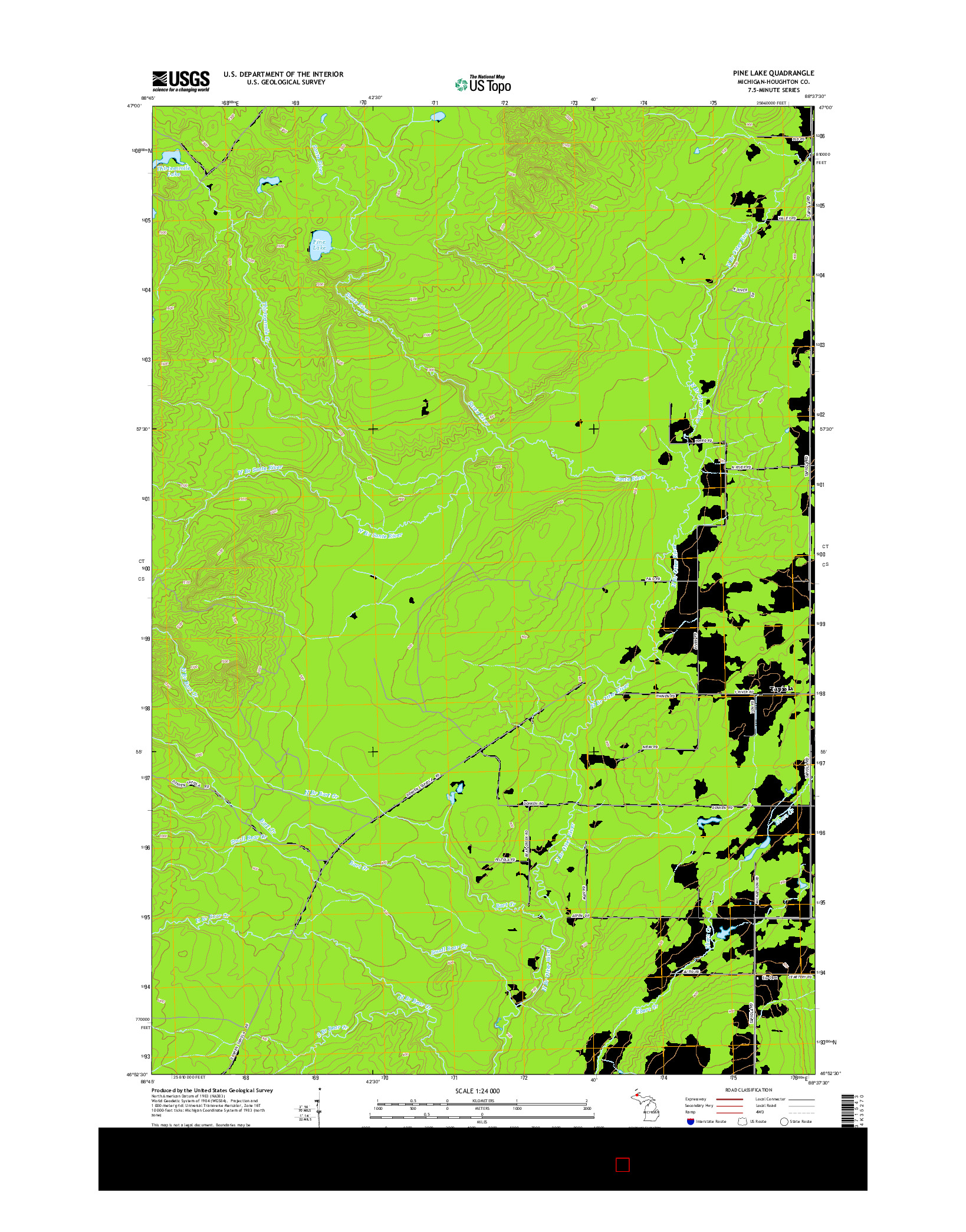 USGS US TOPO 7.5-MINUTE MAP FOR PINE LAKE, MI 2014