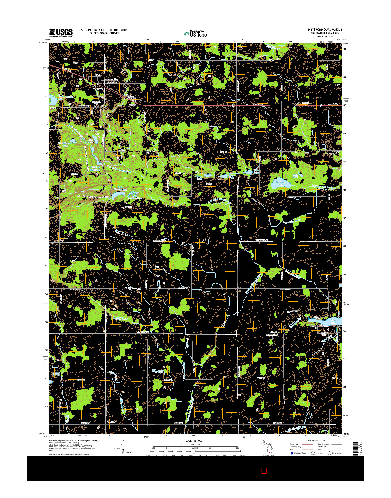 USGS US TOPO 7.5-MINUTE MAP FOR PITTSFORD, MI 2014