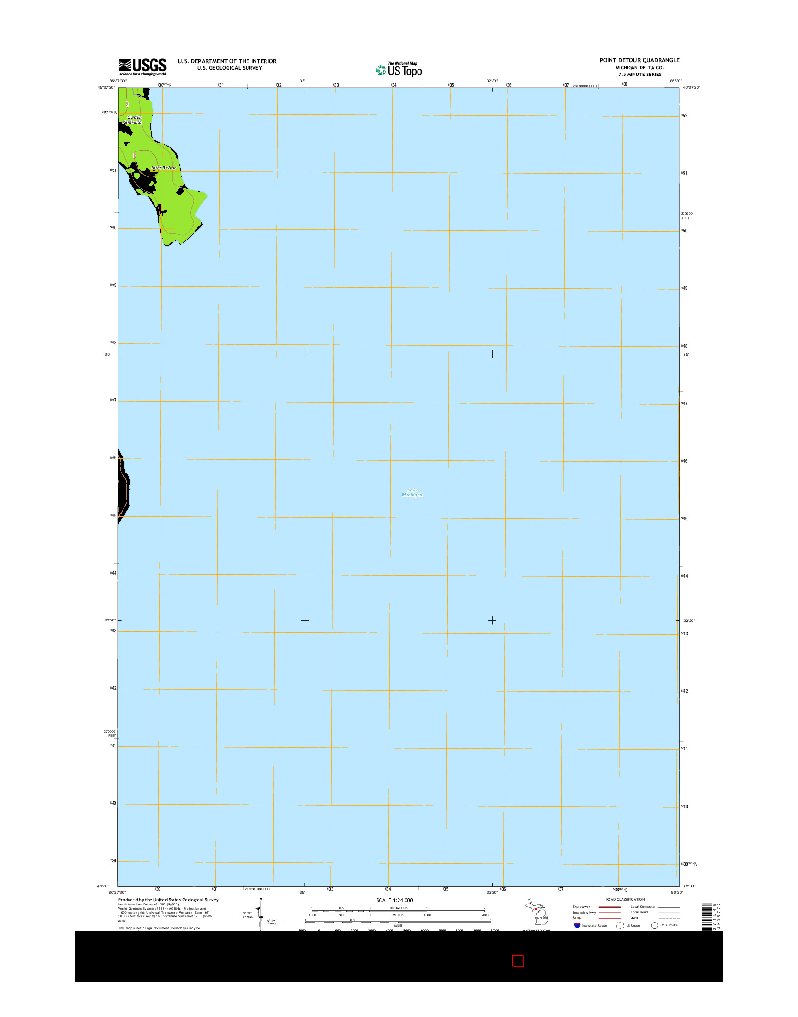 USGS US TOPO 7.5-MINUTE MAP FOR POINT DETOUR, MI 2014