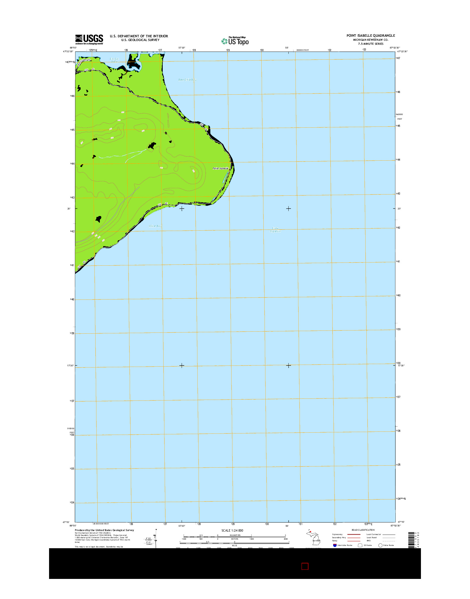 USGS US TOPO 7.5-MINUTE MAP FOR POINT ISABELLE, MI 2014