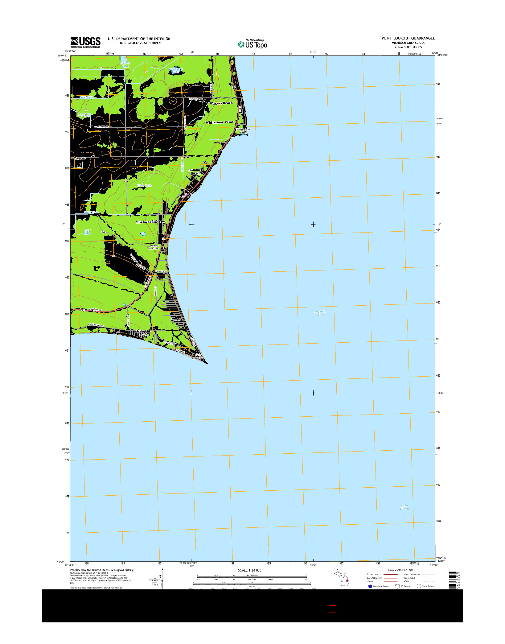 USGS US TOPO 7.5-MINUTE MAP FOR POINT LOOKOUT, MI 2014