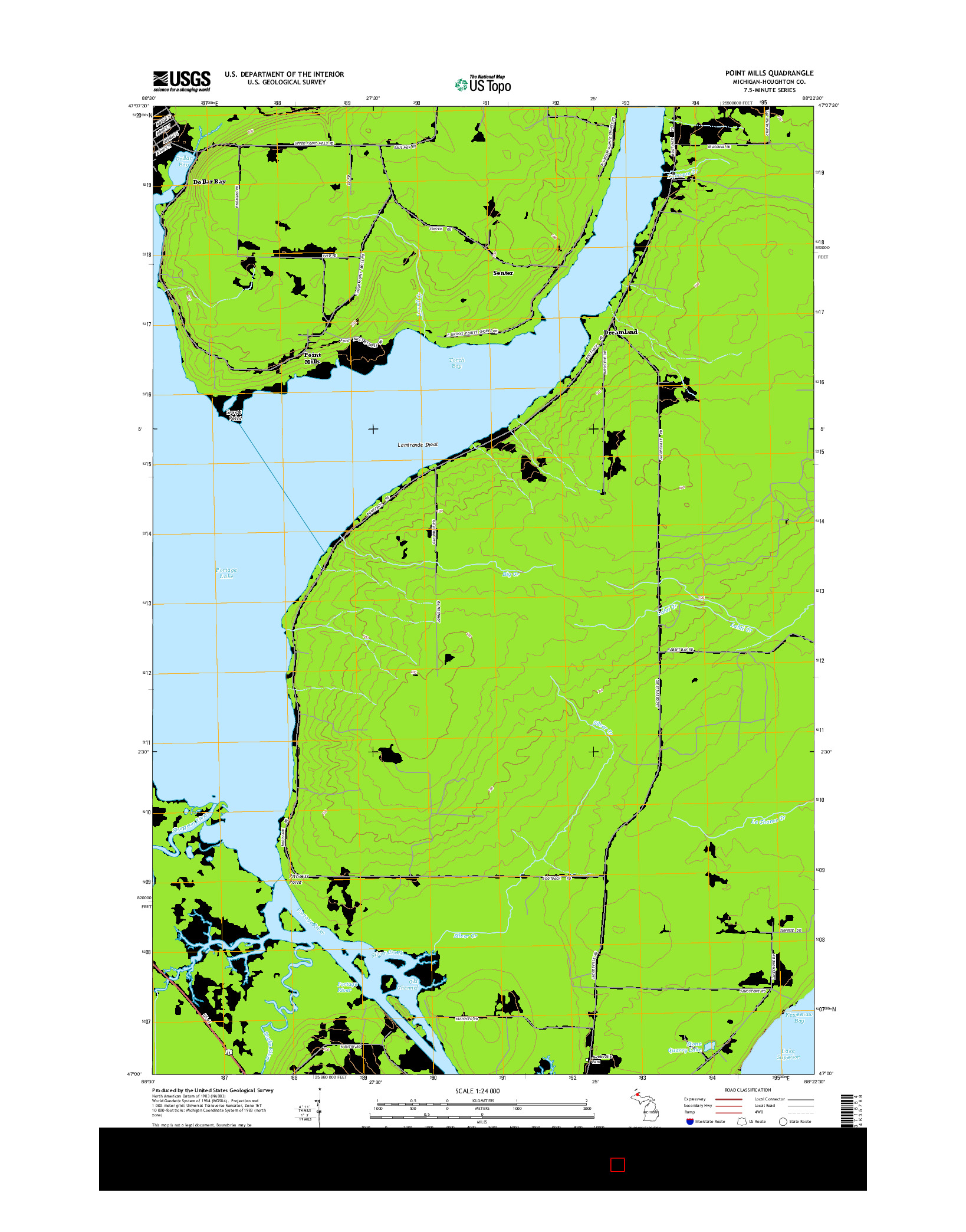 USGS US TOPO 7.5-MINUTE MAP FOR POINT MILLS, MI 2014