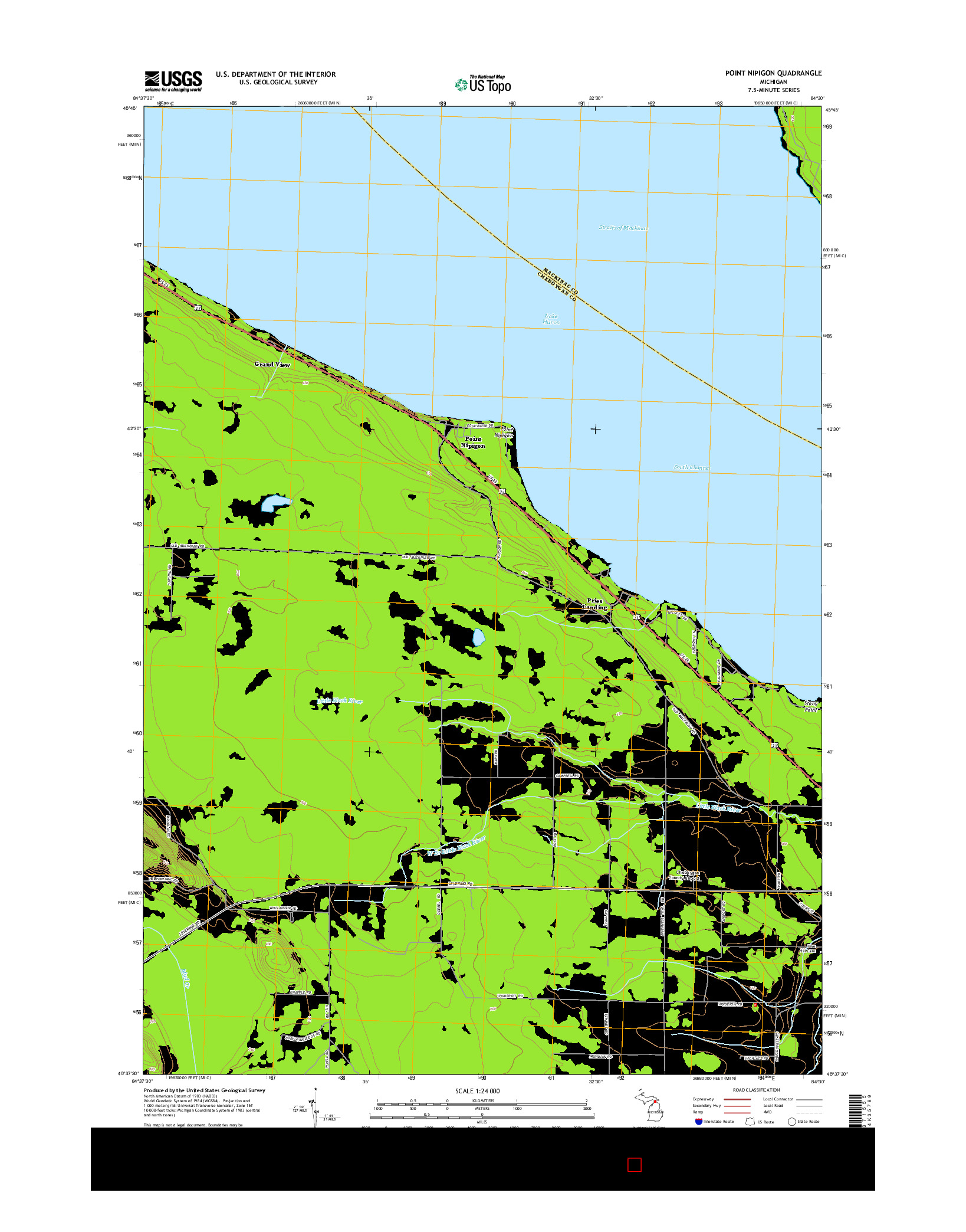 USGS US TOPO 7.5-MINUTE MAP FOR POINT NIPIGON, MI 2014