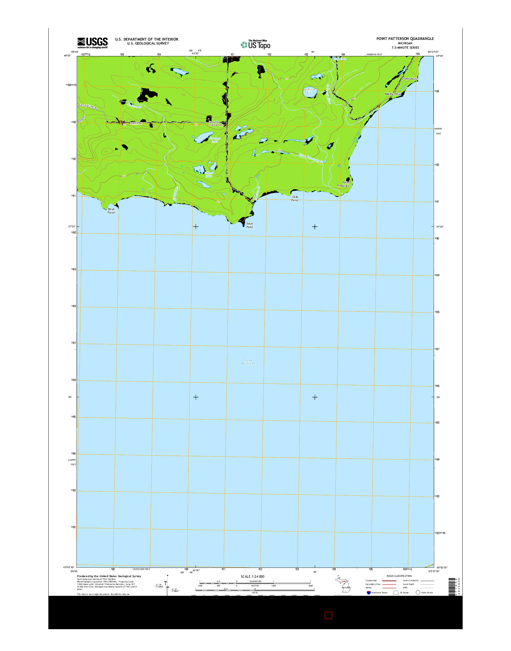 USGS US TOPO 7.5-MINUTE MAP FOR POINT PATTERSON, MI 2014