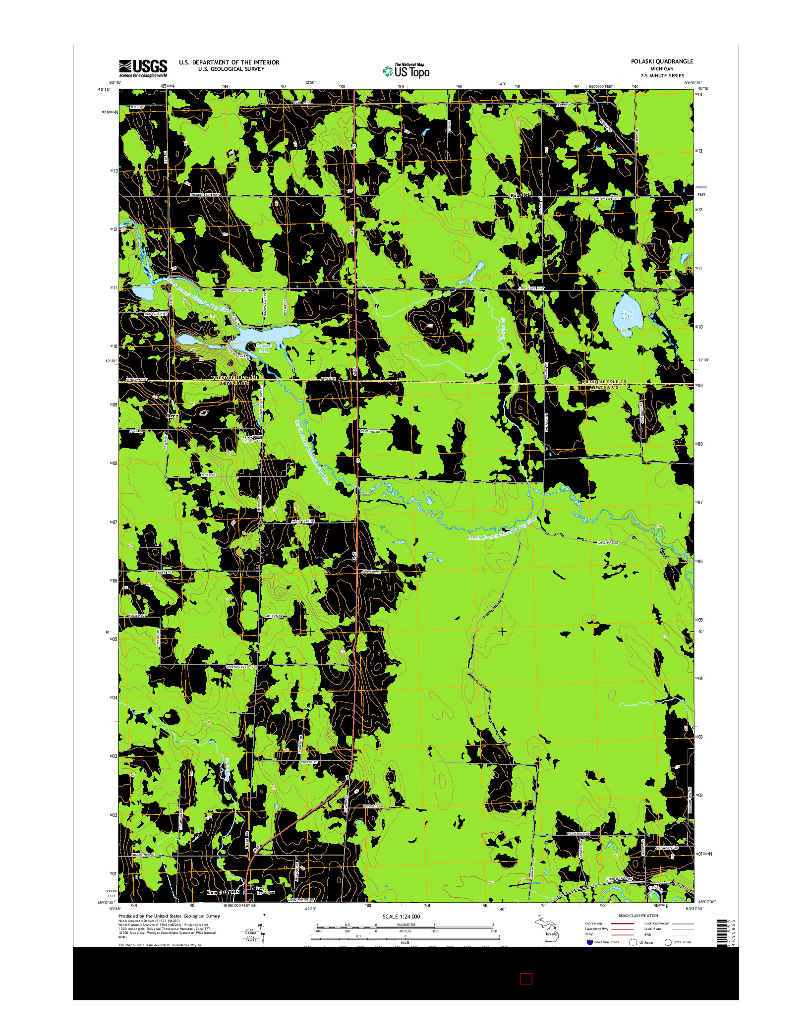 USGS US TOPO 7.5-MINUTE MAP FOR POLASKI, MI 2014