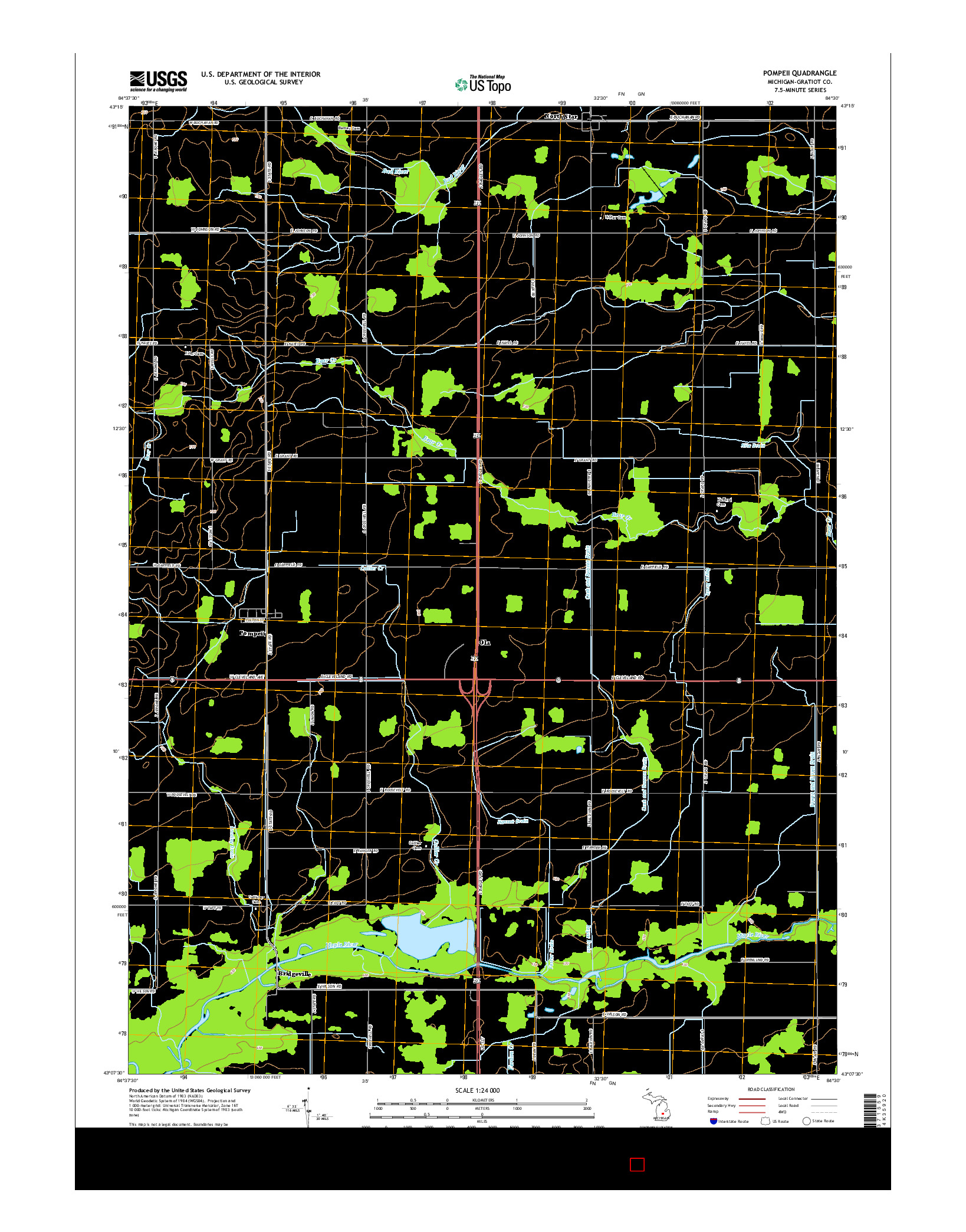 USGS US TOPO 7.5-MINUTE MAP FOR POMPEII, MI 2014