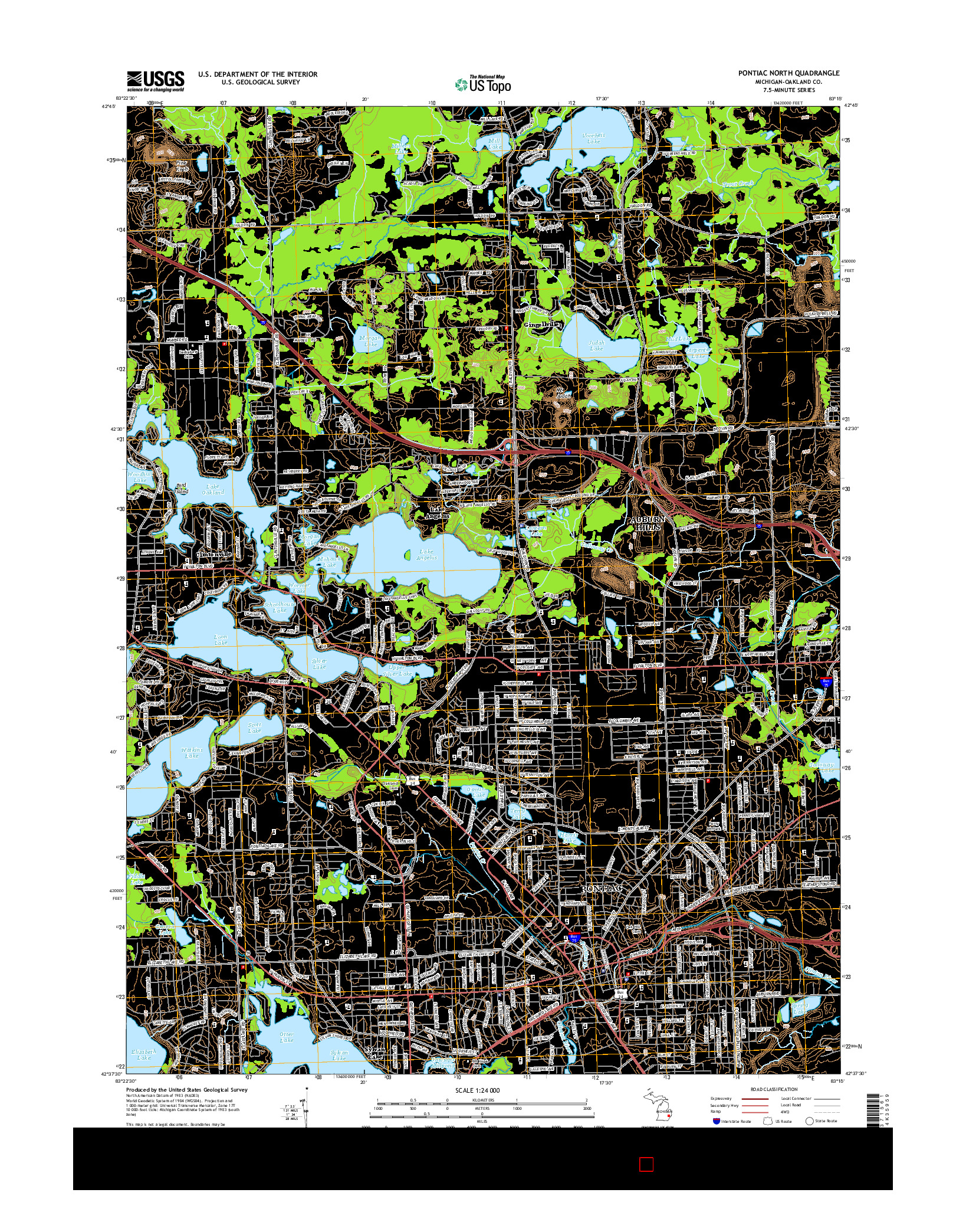 USGS US TOPO 7.5-MINUTE MAP FOR PONTIAC NORTH, MI 2014