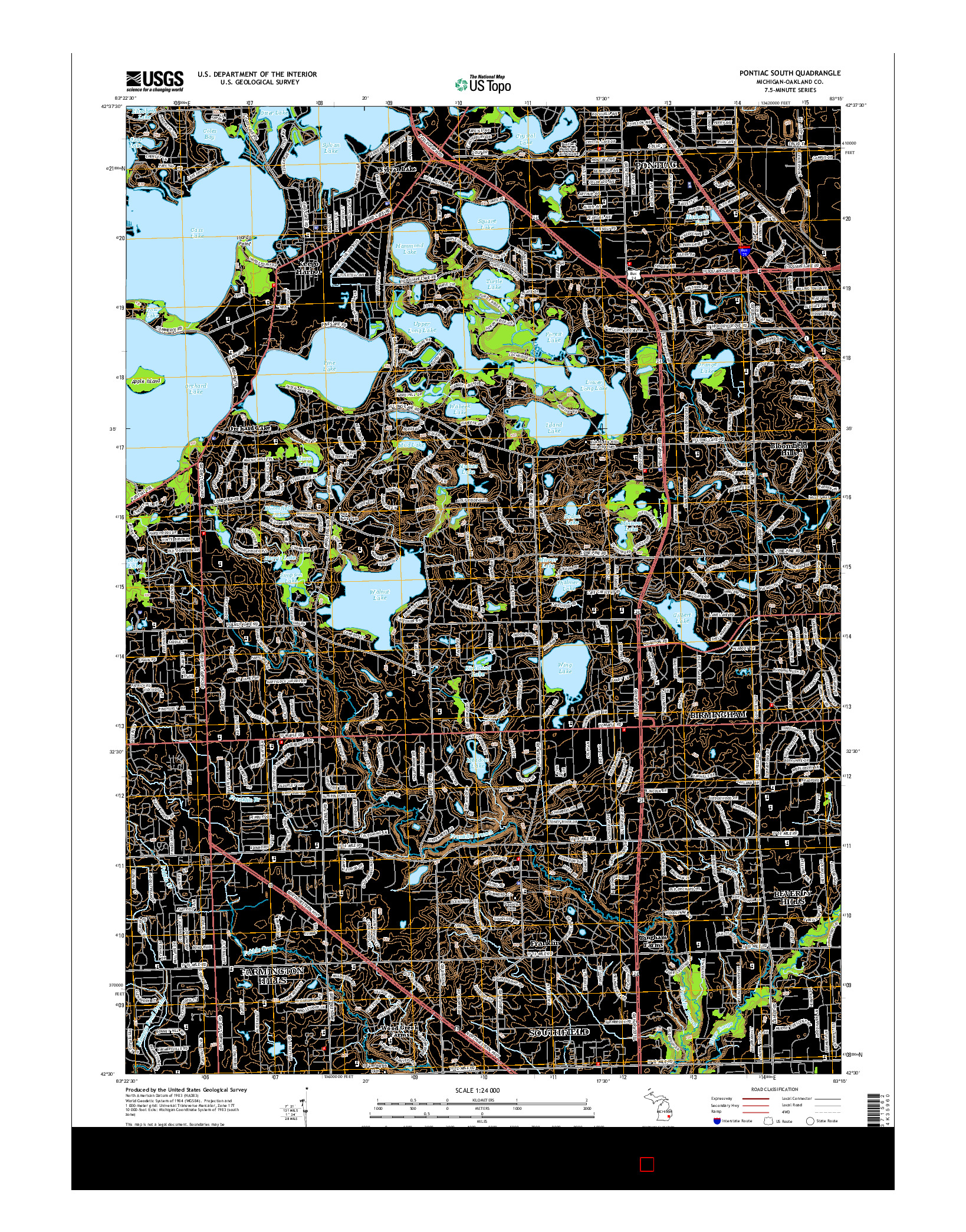 USGS US TOPO 7.5-MINUTE MAP FOR PONTIAC SOUTH, MI 2014