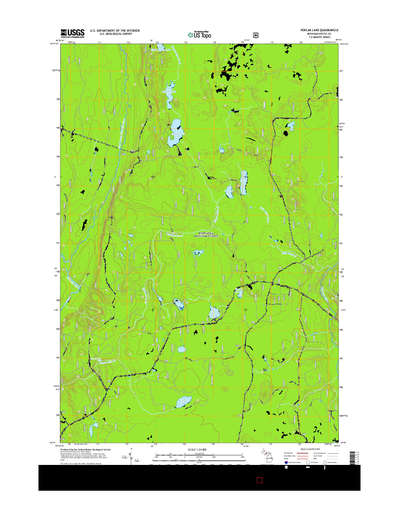 USGS US TOPO 7.5-MINUTE MAP FOR POPLAR LAKE, MI 2014