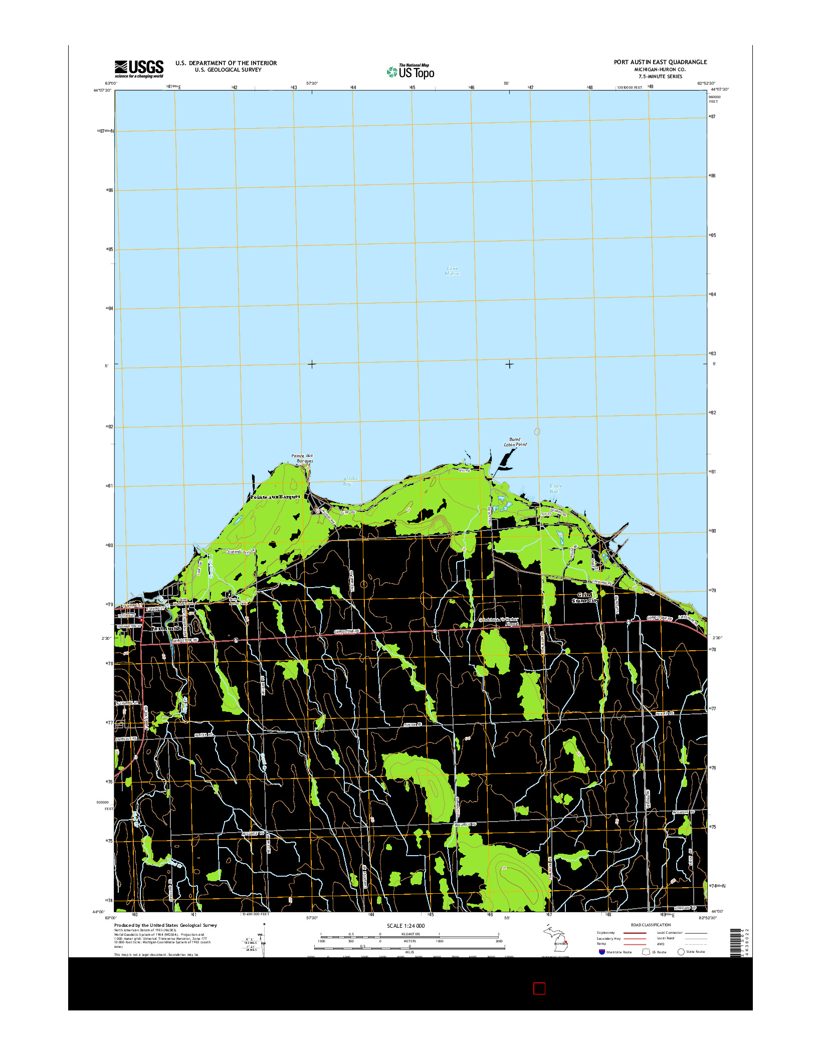 USGS US TOPO 7.5-MINUTE MAP FOR PORT AUSTIN EAST, MI 2014