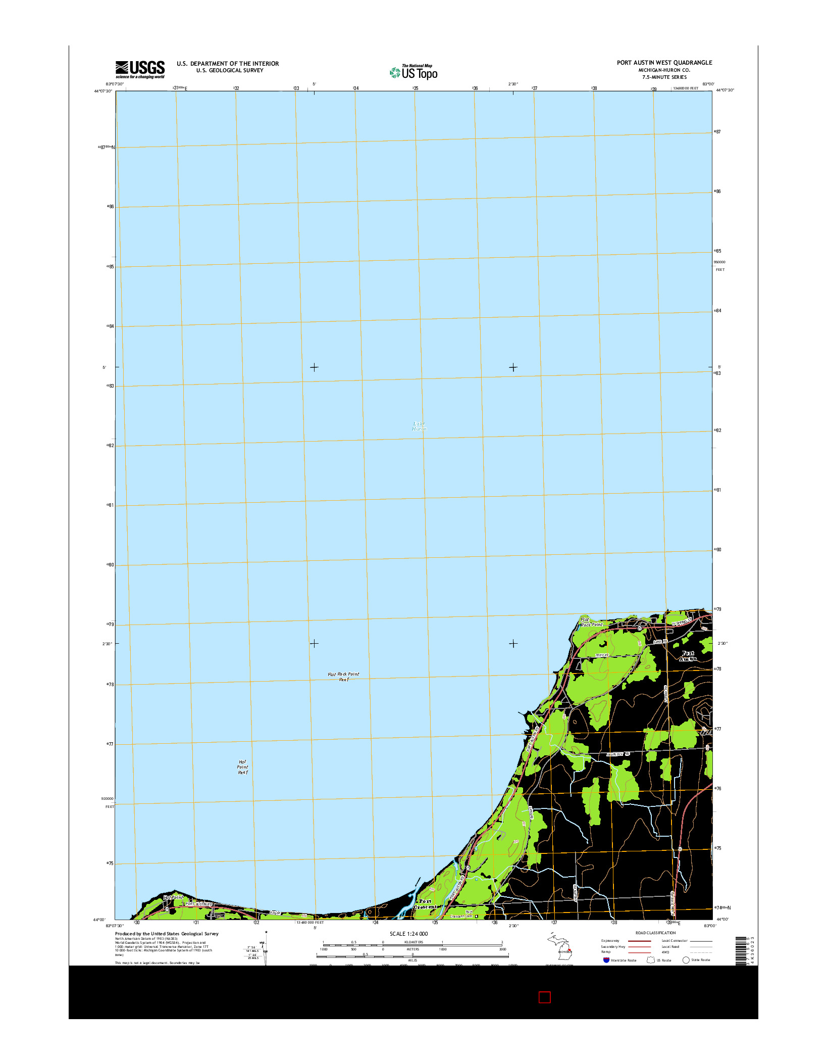USGS US TOPO 7.5-MINUTE MAP FOR PORT AUSTIN WEST, MI 2014