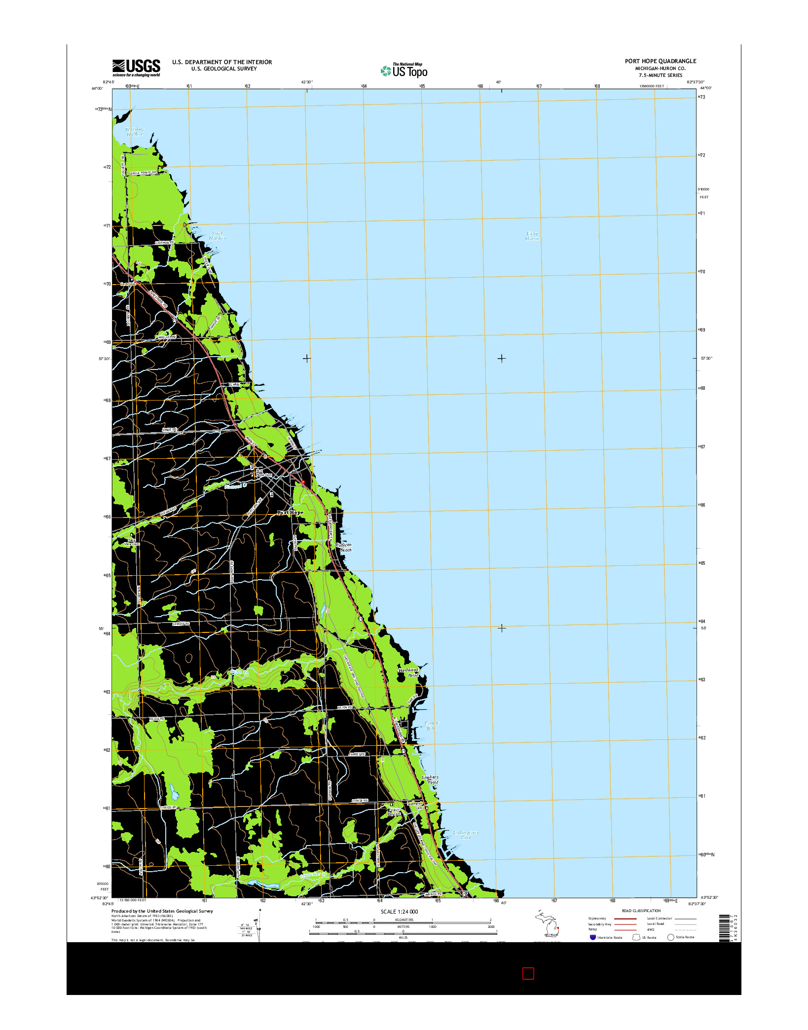 USGS US TOPO 7.5-MINUTE MAP FOR PORT HOPE, MI 2014