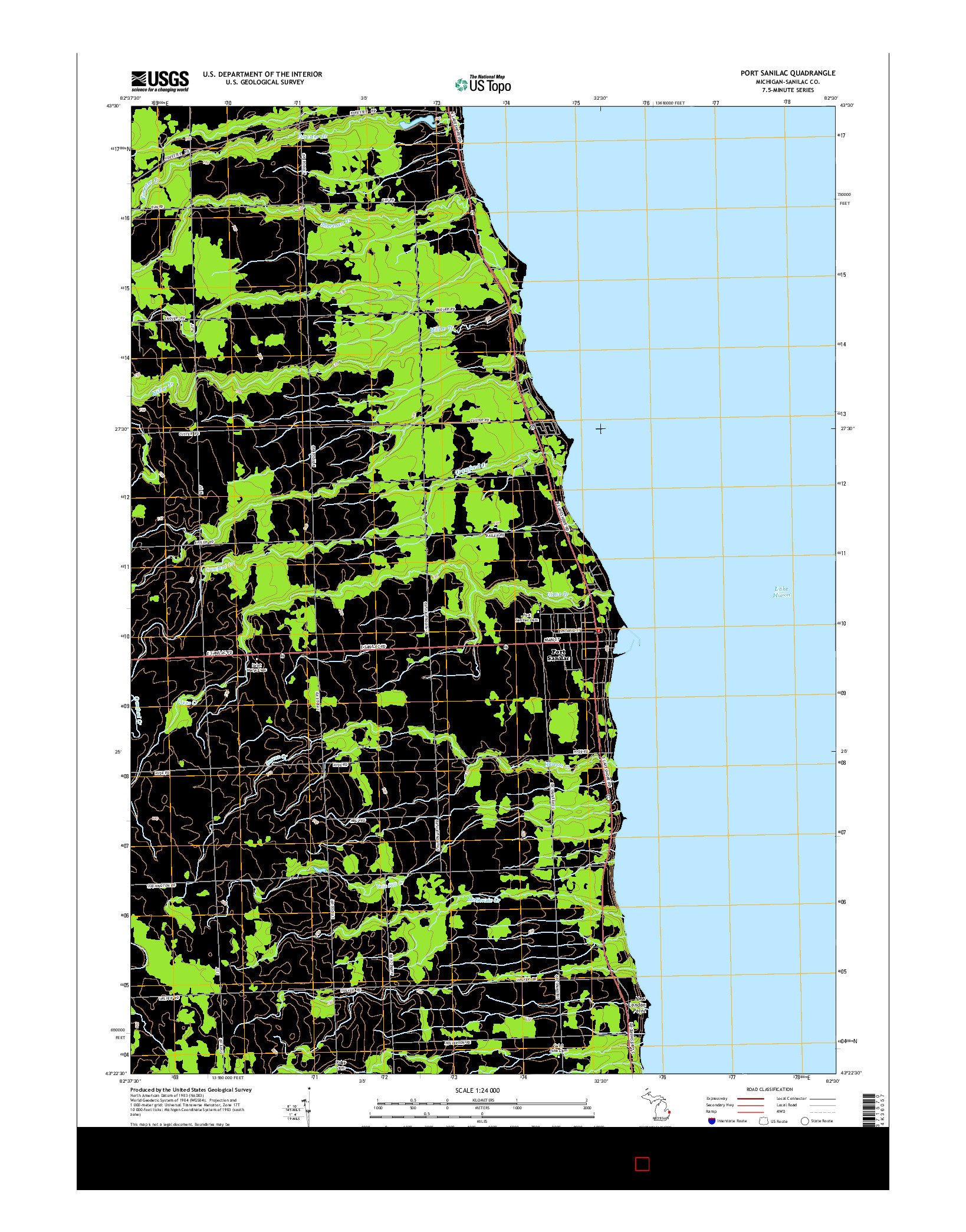 USGS US TOPO 7.5-MINUTE MAP FOR PORT SANILAC, MI 2014