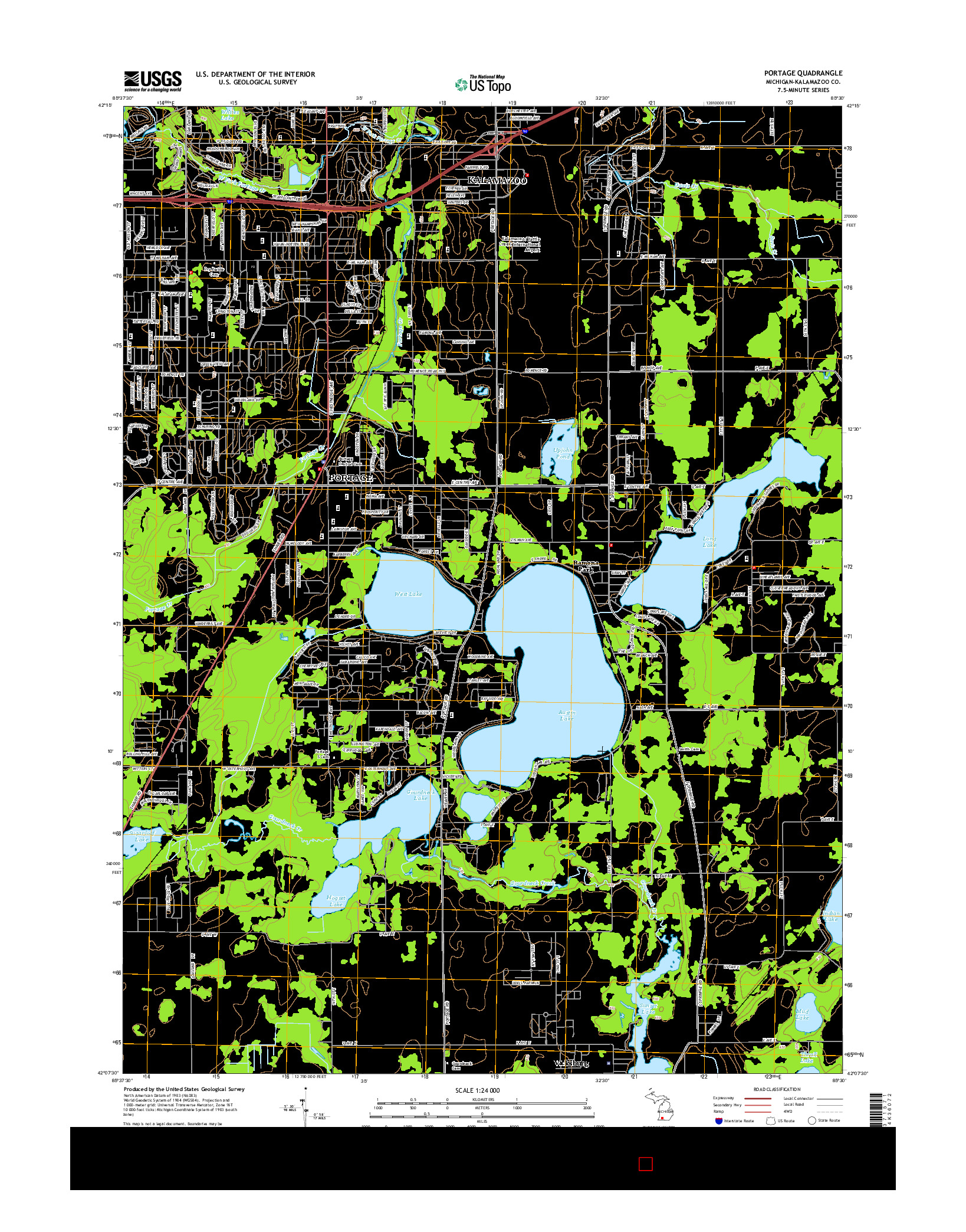 USGS US TOPO 7.5-MINUTE MAP FOR PORTAGE, MI 2014