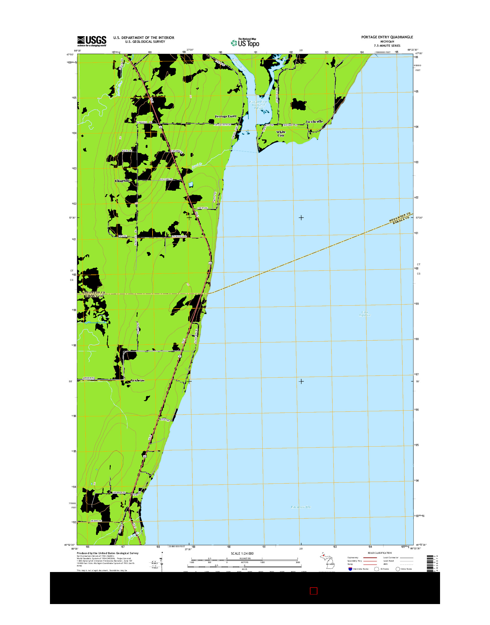 USGS US TOPO 7.5-MINUTE MAP FOR PORTAGE ENTRY, MI 2014