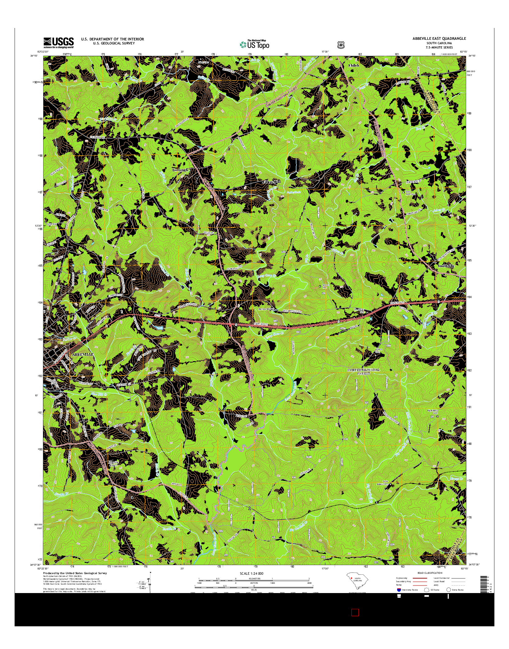 USGS US TOPO 7.5-MINUTE MAP FOR ABBEVILLE EAST, SC 2014