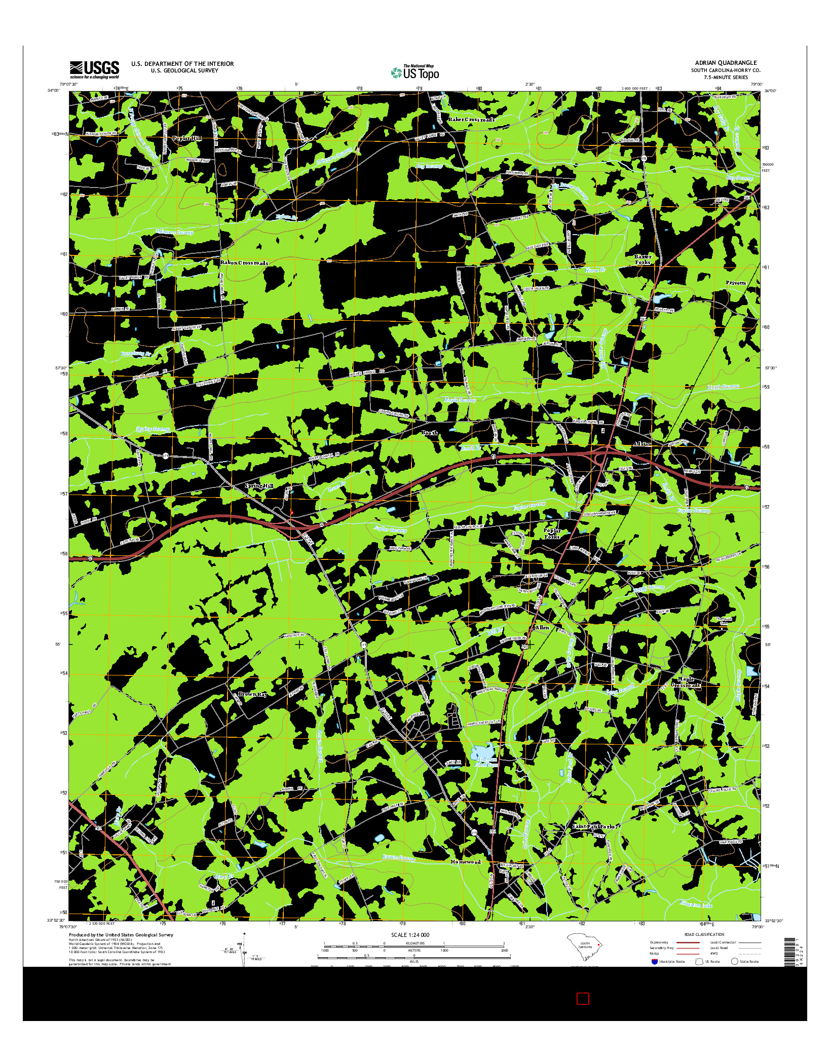 USGS US TOPO 7.5-MINUTE MAP FOR ADRIAN, SC 2014