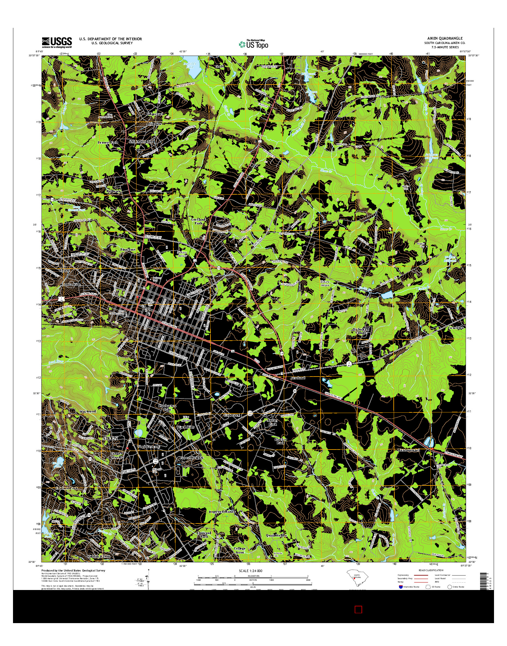 USGS US TOPO 7.5-MINUTE MAP FOR AIKEN, SC 2014