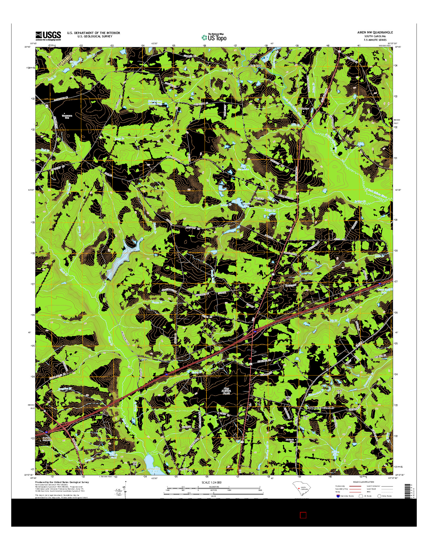 USGS US TOPO 7.5-MINUTE MAP FOR AIKEN NW, SC 2014