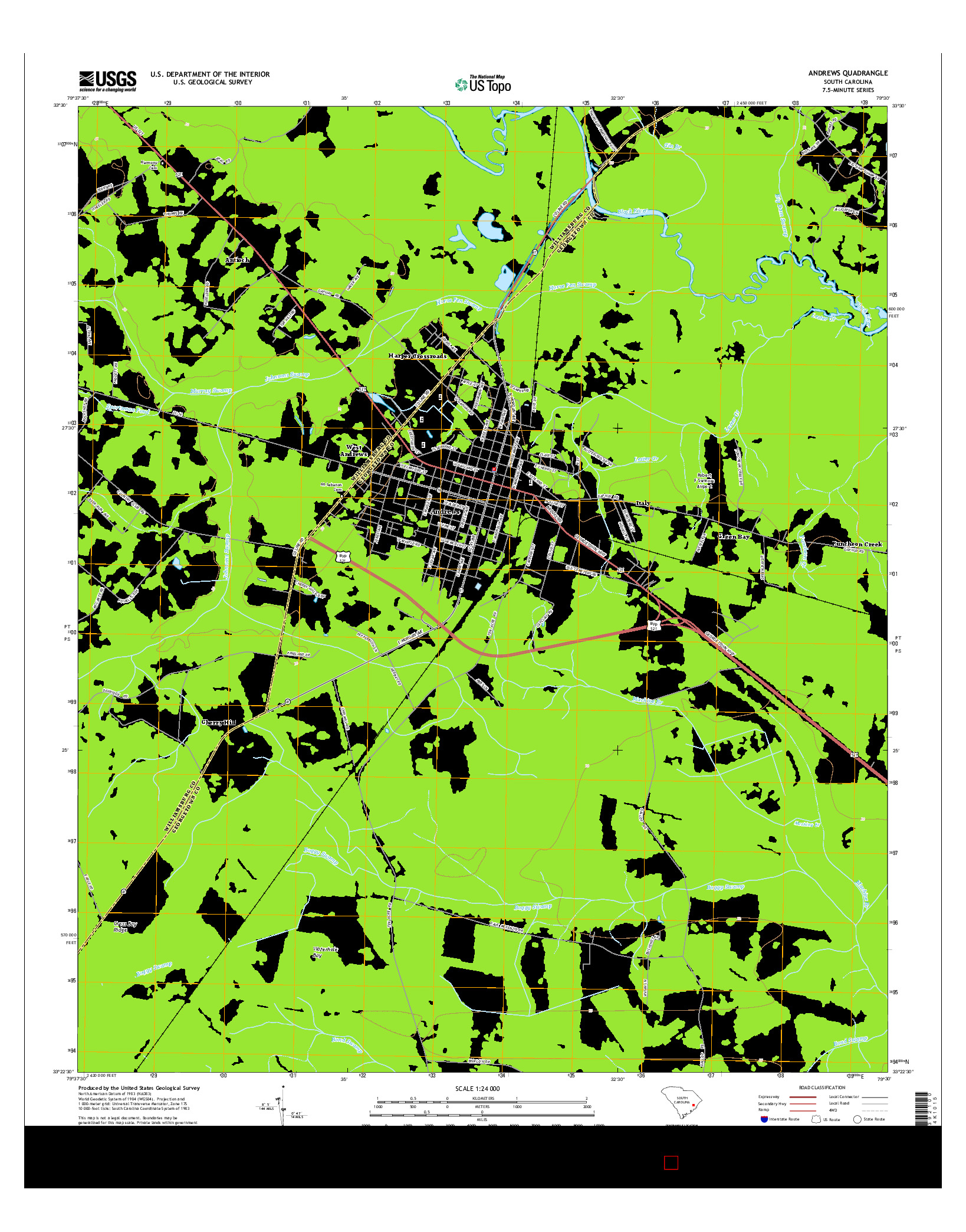 USGS US TOPO 7.5-MINUTE MAP FOR ANDREWS, SC 2014