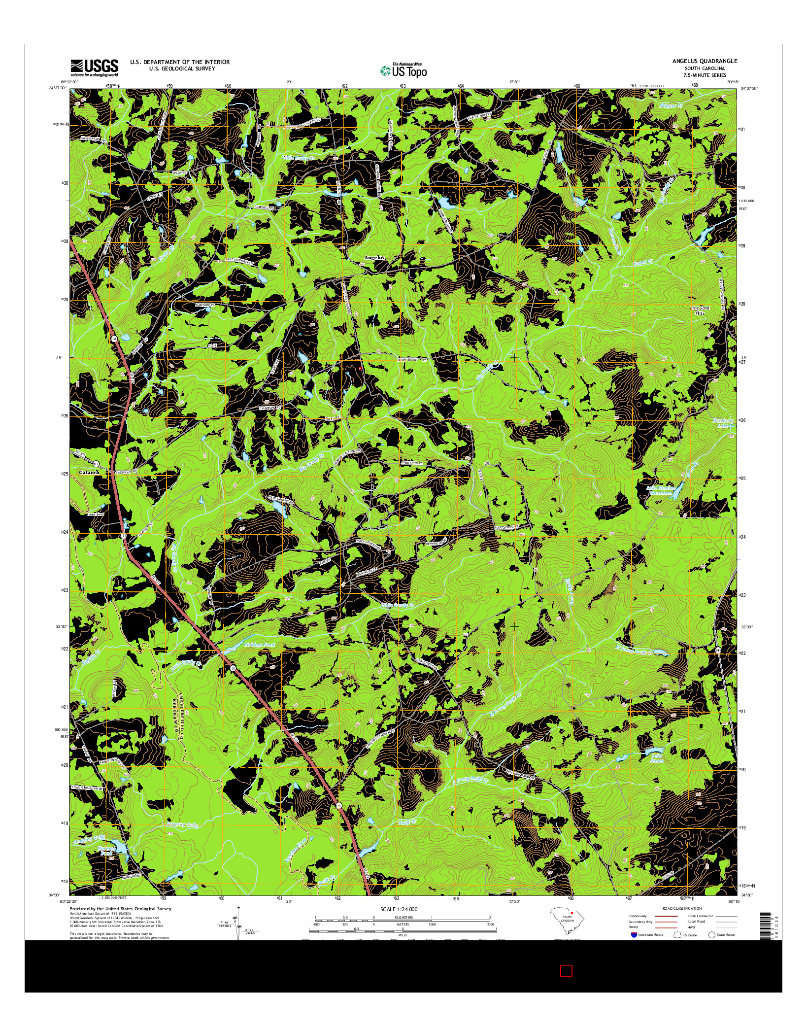 USGS US TOPO 7.5-MINUTE MAP FOR ANGELUS, SC 2014