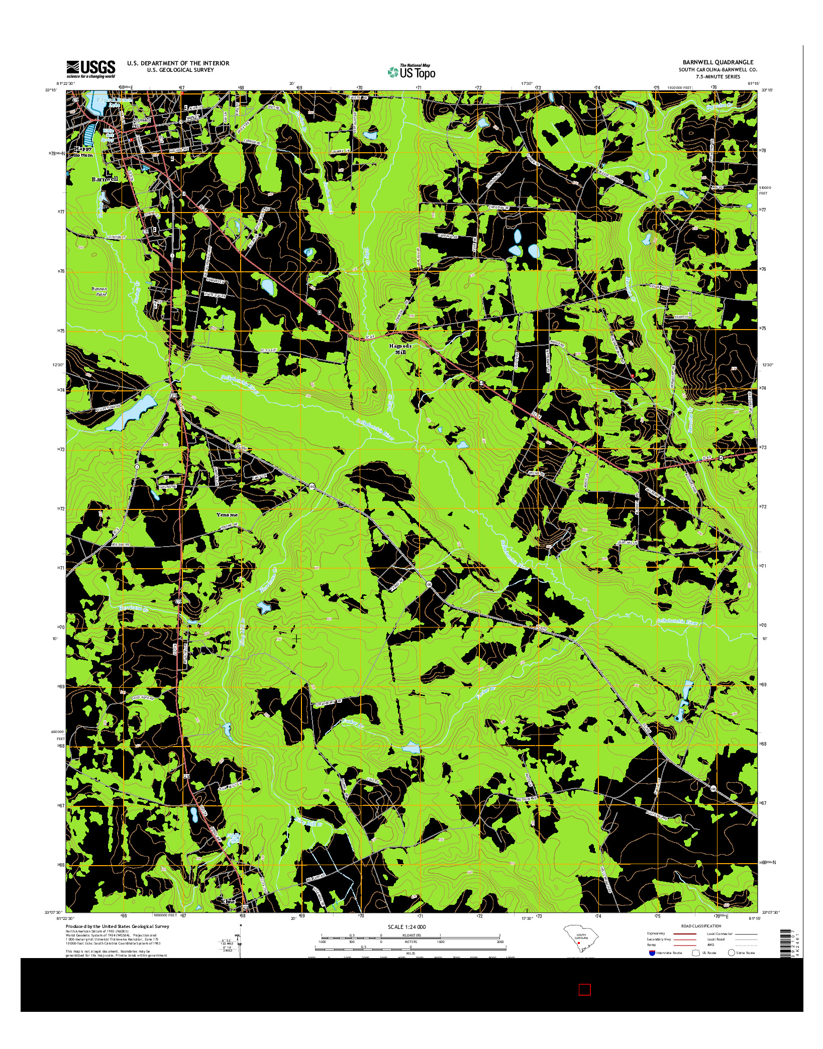 USGS US TOPO 7.5-MINUTE MAP FOR BARNWELL, SC 2014