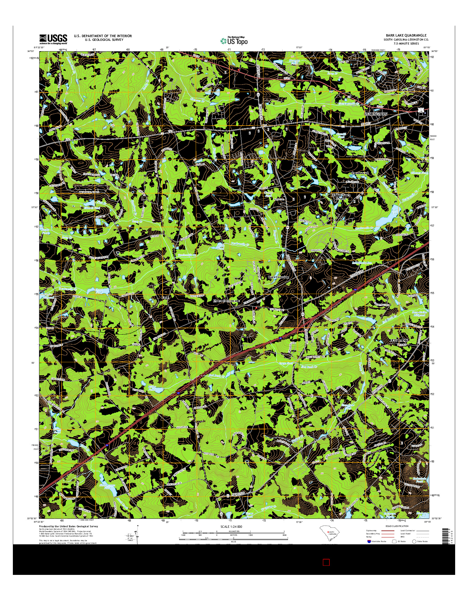 USGS US TOPO 7.5-MINUTE MAP FOR BARR LAKE, SC 2014