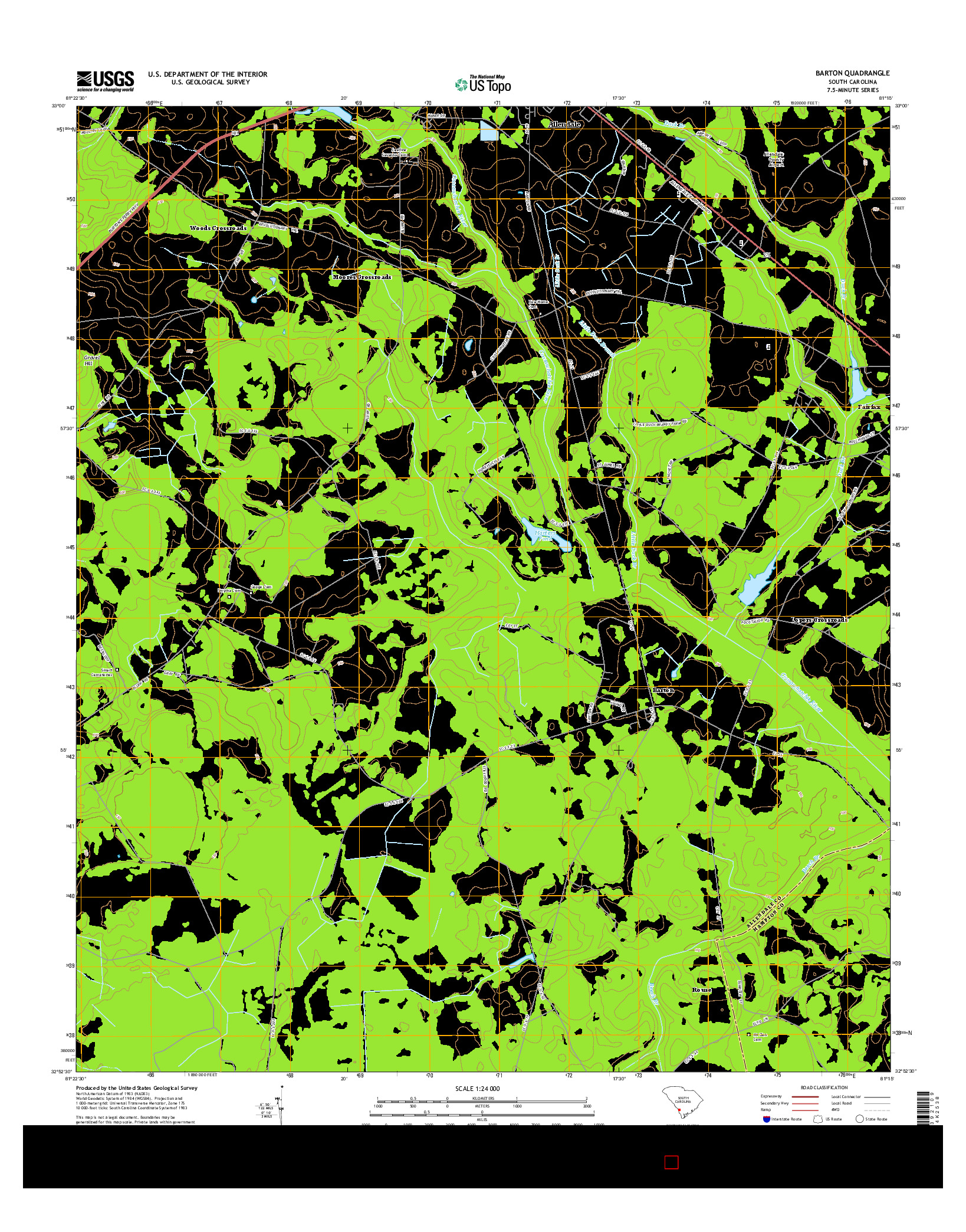 USGS US TOPO 7.5-MINUTE MAP FOR BARTON, SC 2014