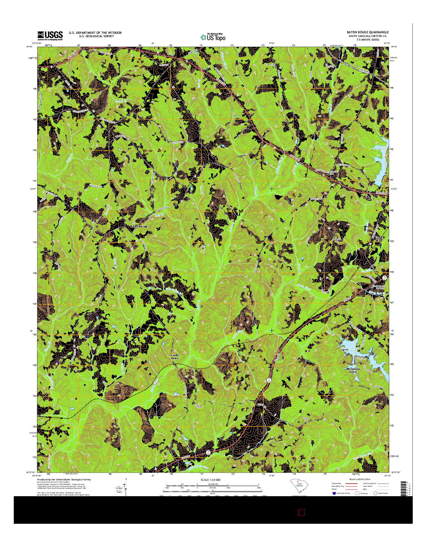 USGS US TOPO 7.5-MINUTE MAP FOR BATON ROUGE, SC 2014