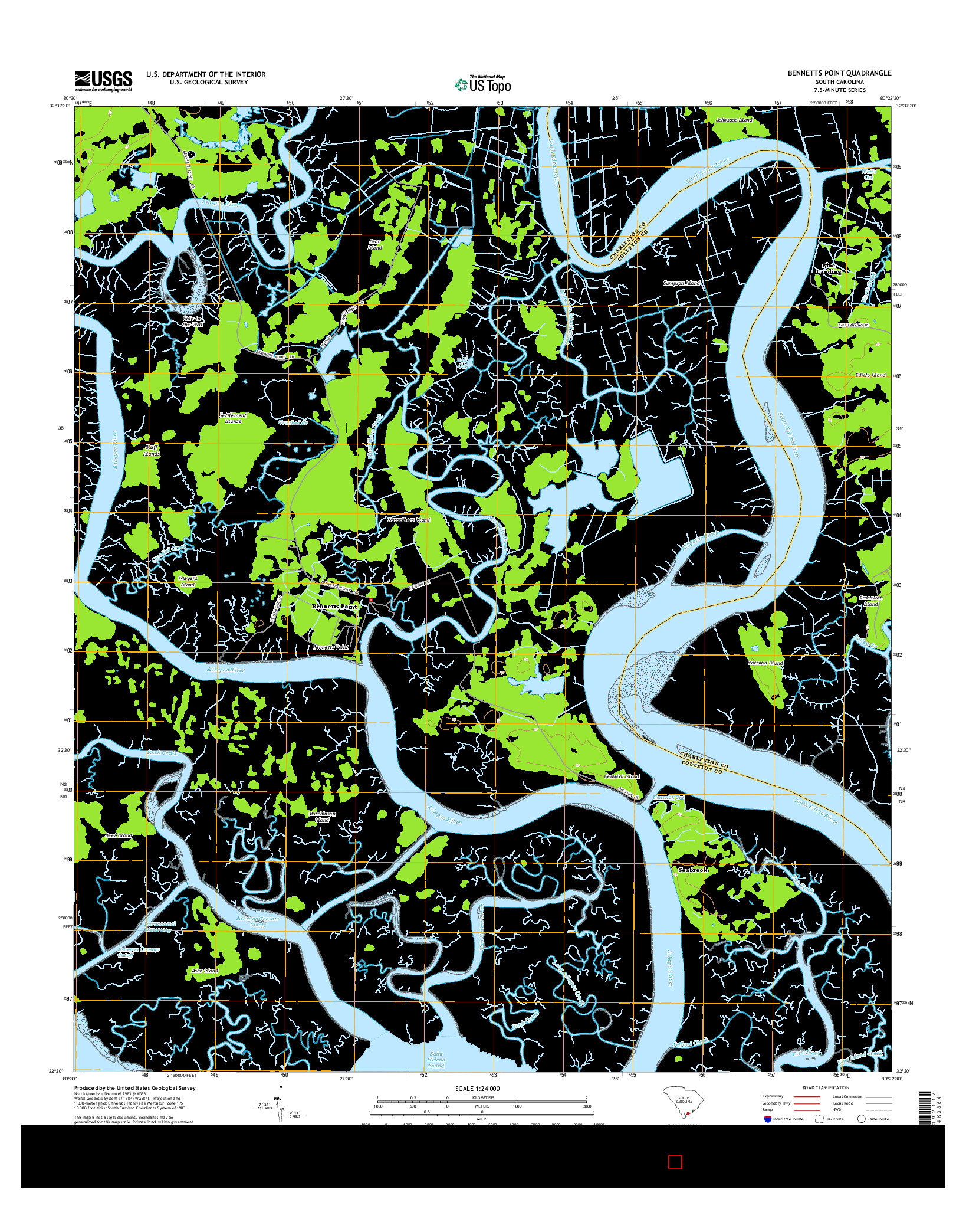 USGS US TOPO 7.5-MINUTE MAP FOR BENNETTS POINT, SC 2014