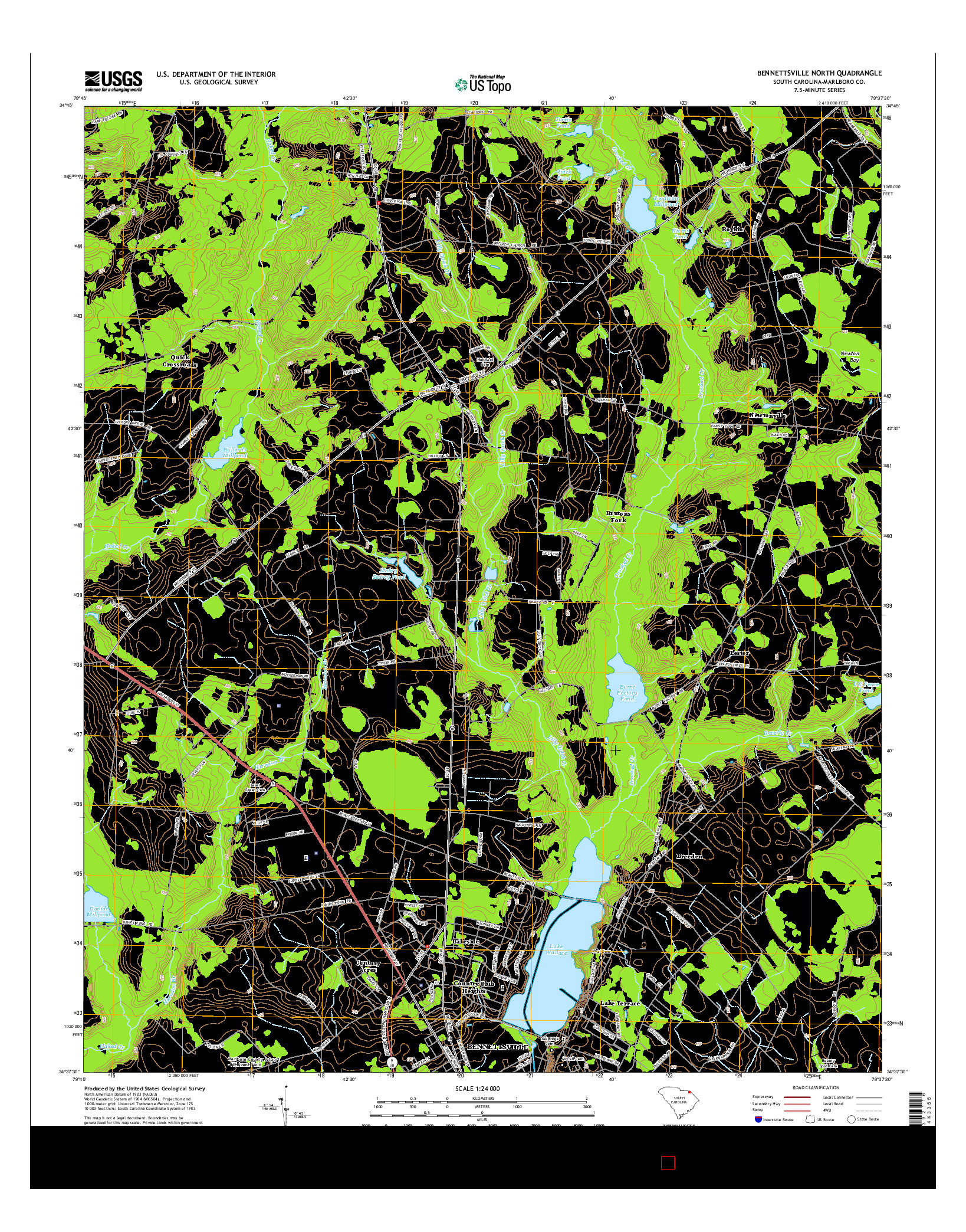 USGS US TOPO 7.5-MINUTE MAP FOR BENNETTSVILLE NORTH, SC 2014