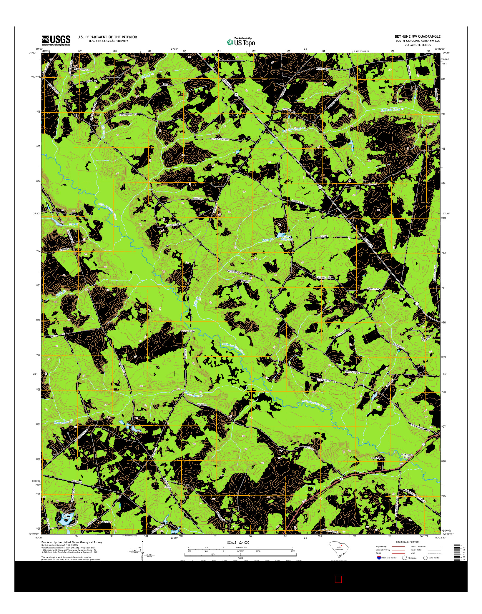 USGS US TOPO 7.5-MINUTE MAP FOR BETHUNE NW, SC 2014