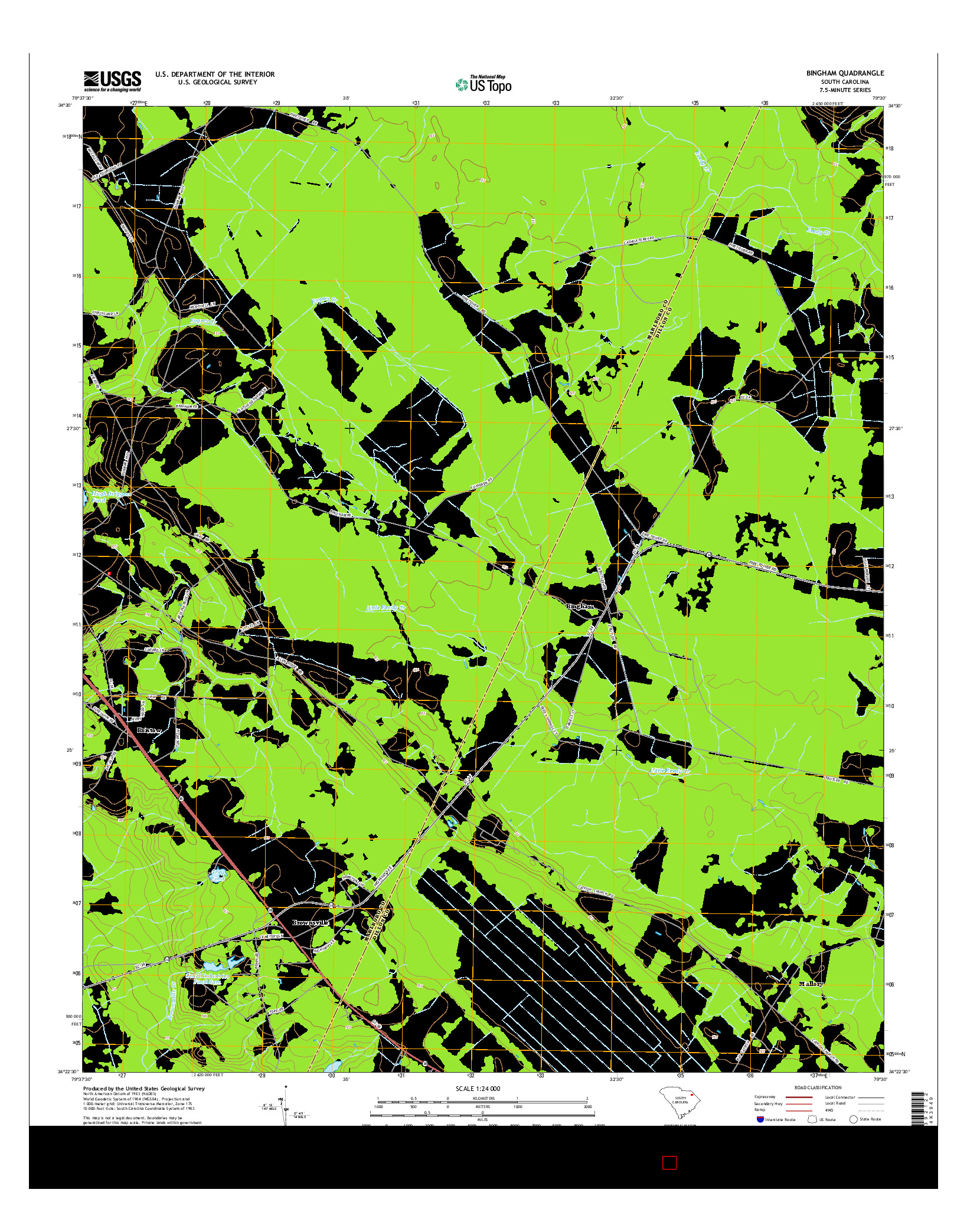 USGS US TOPO 7.5-MINUTE MAP FOR BINGHAM, SC 2014