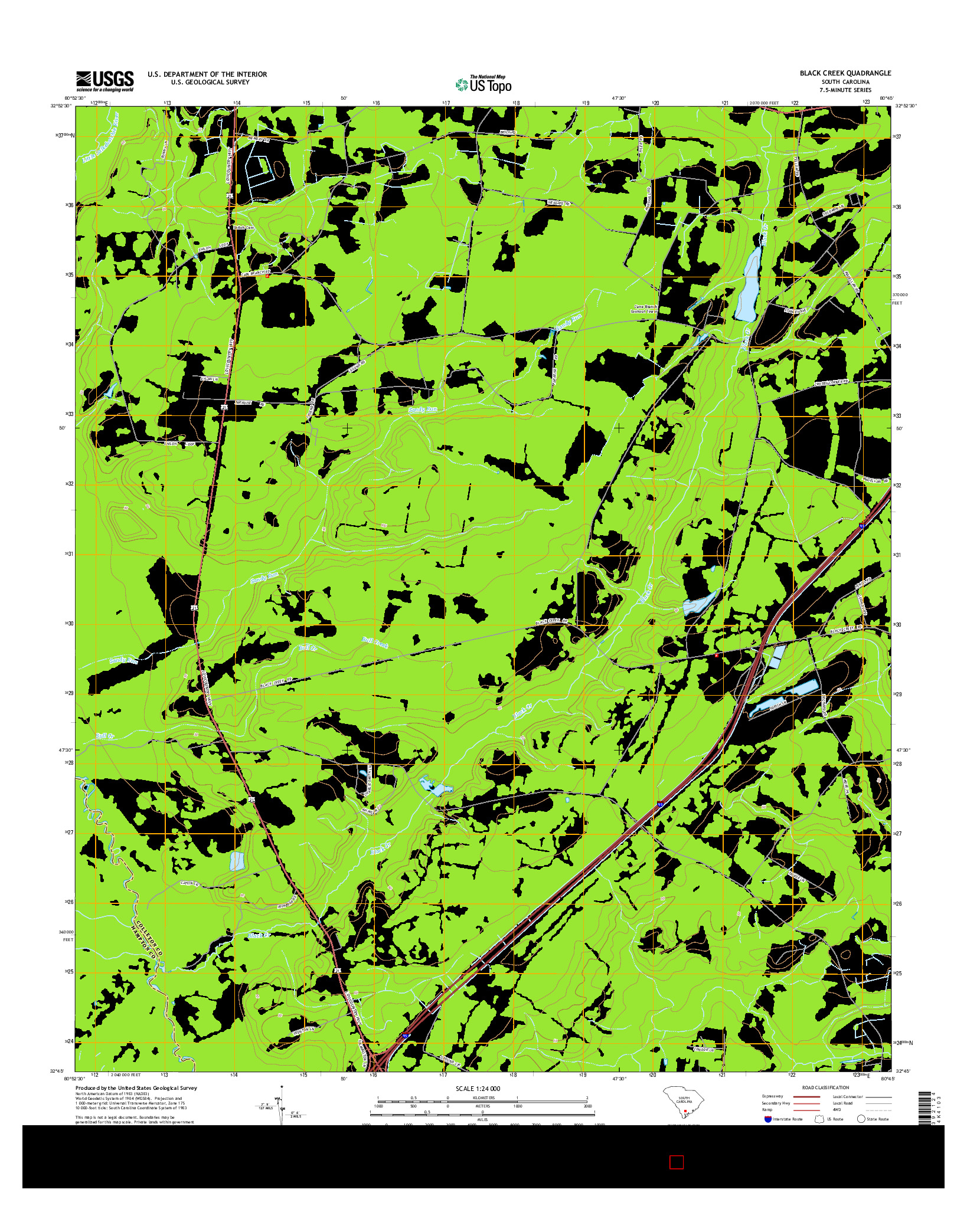 USGS US TOPO 7.5-MINUTE MAP FOR BLACK CREEK, SC 2014